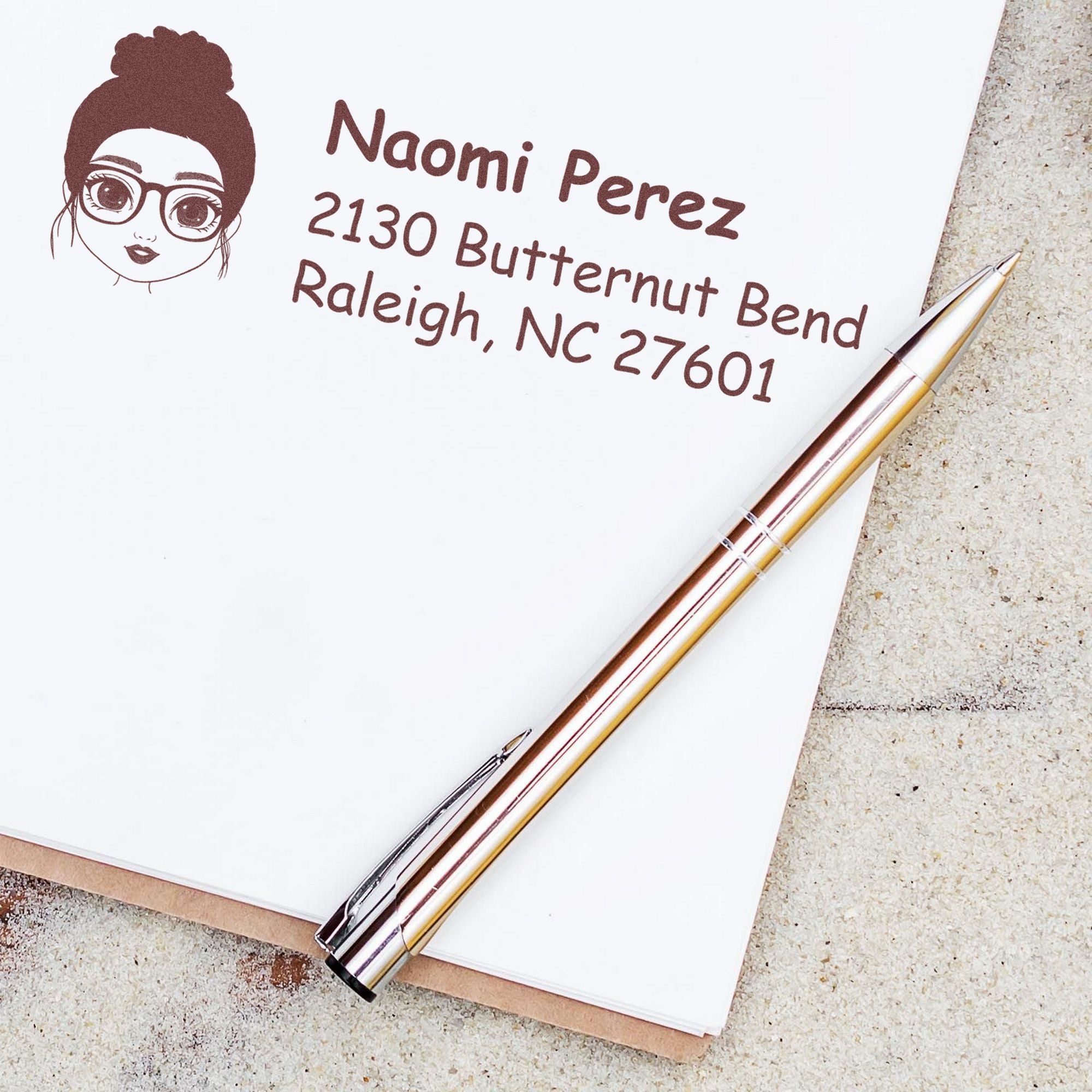 Wood Handle Ms Naomi Bitmoji Address Stamp