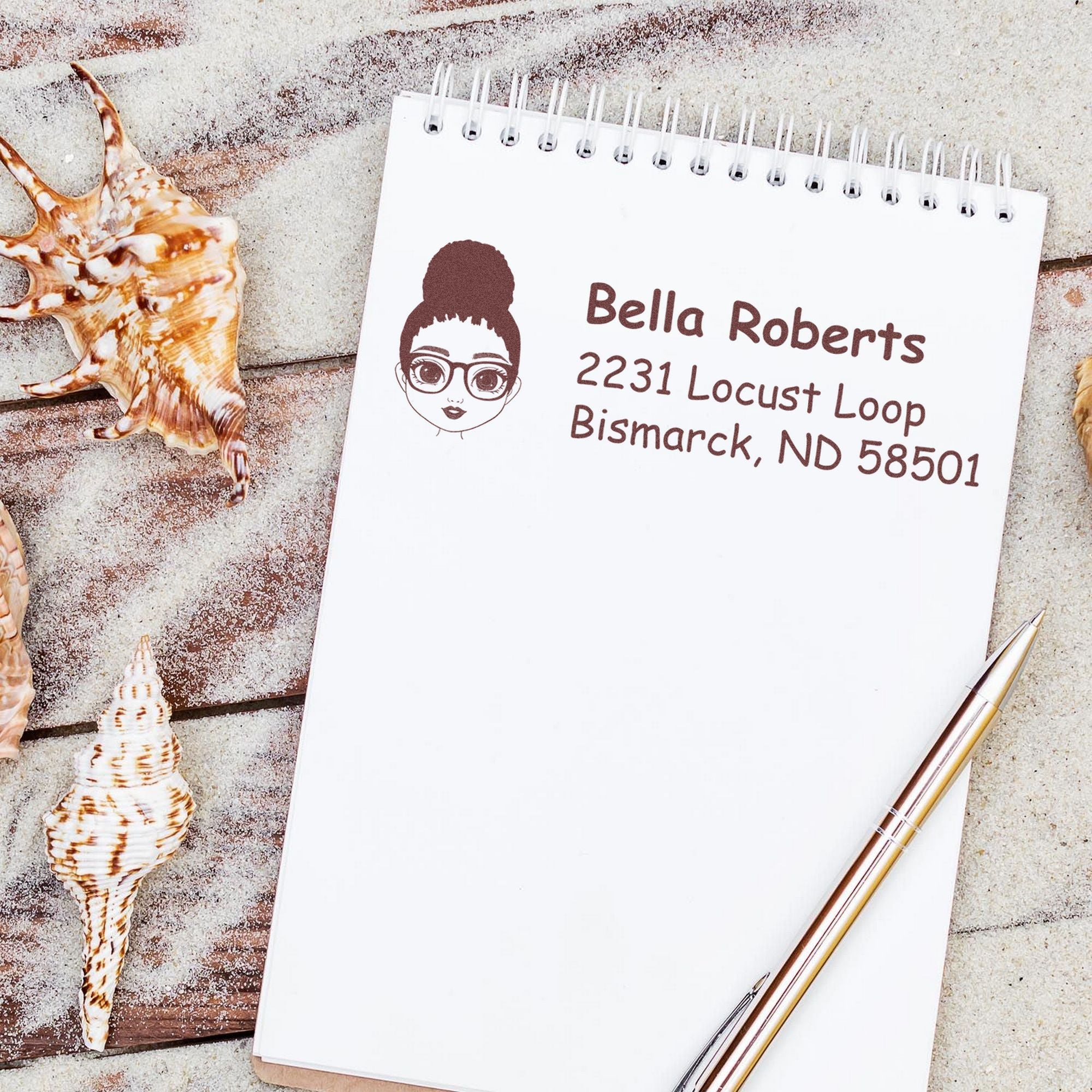 Ms Bella Bitmoji Pre-Inked Address Stamp for House