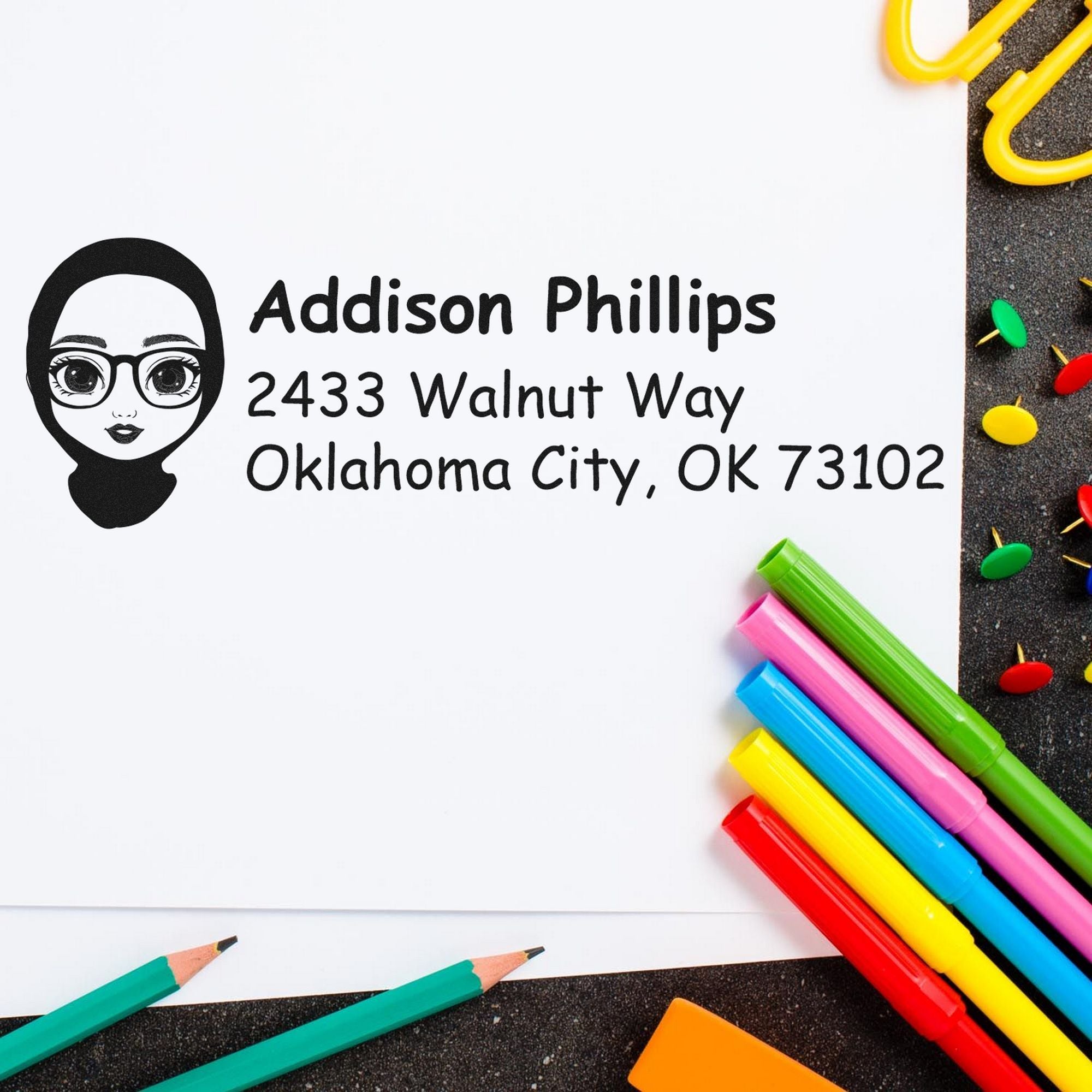 Ms Addison Bitmoji Customized Address Stamp Pre-Inked