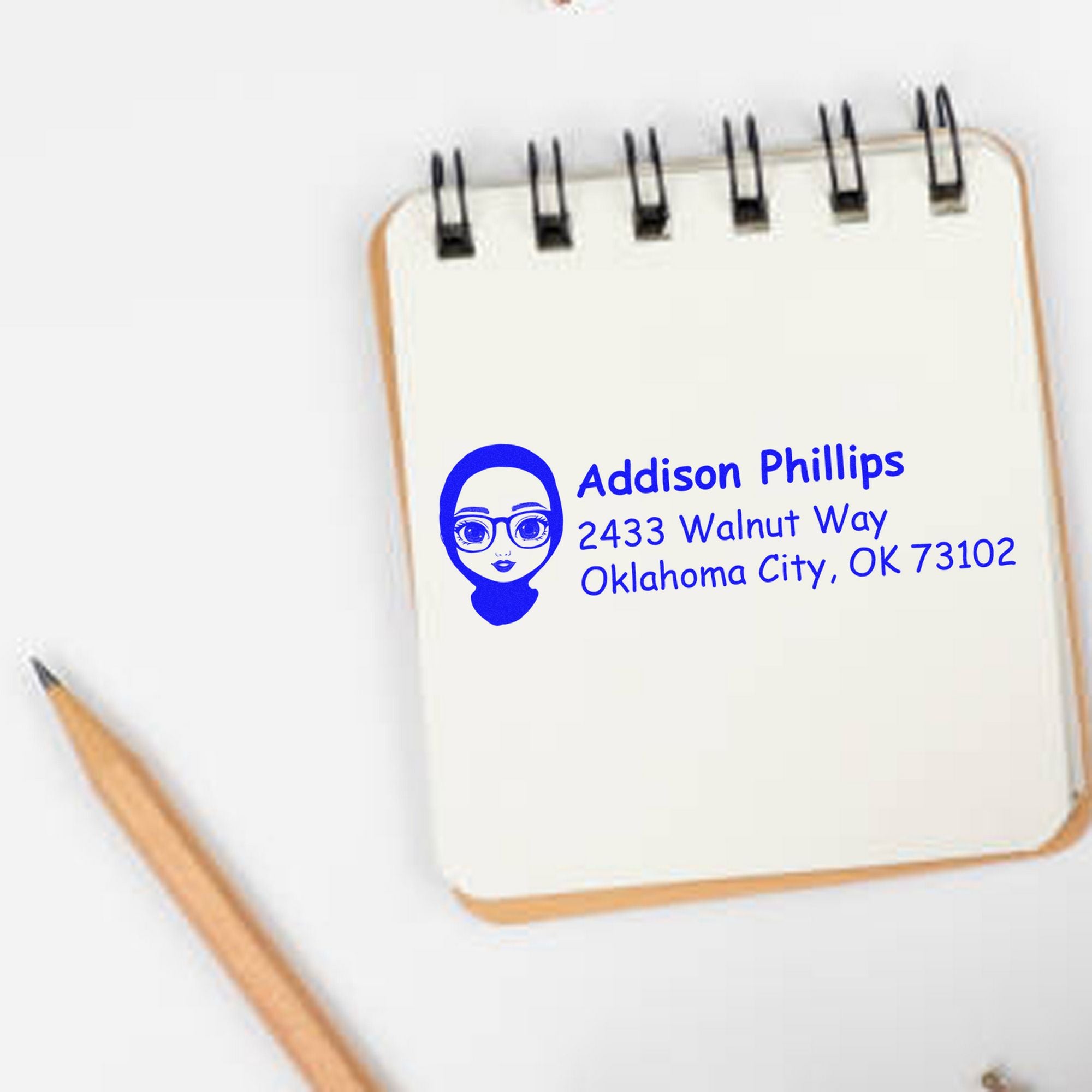 Wood Handle Ms Addison Bitmoji Address Stamp