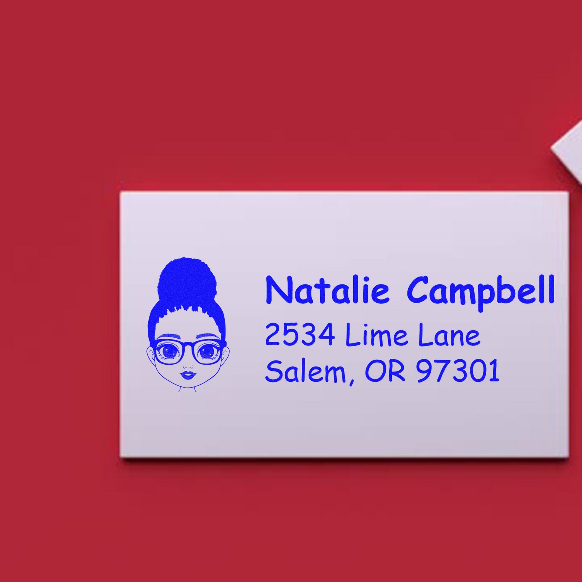 Wood Handle Ms Natalie Bitmoji Address Stamp