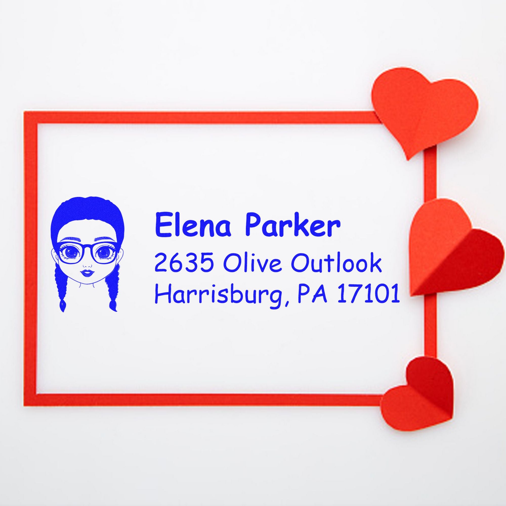 Wood Handle Ms Elena Bitmoji Address Stamp