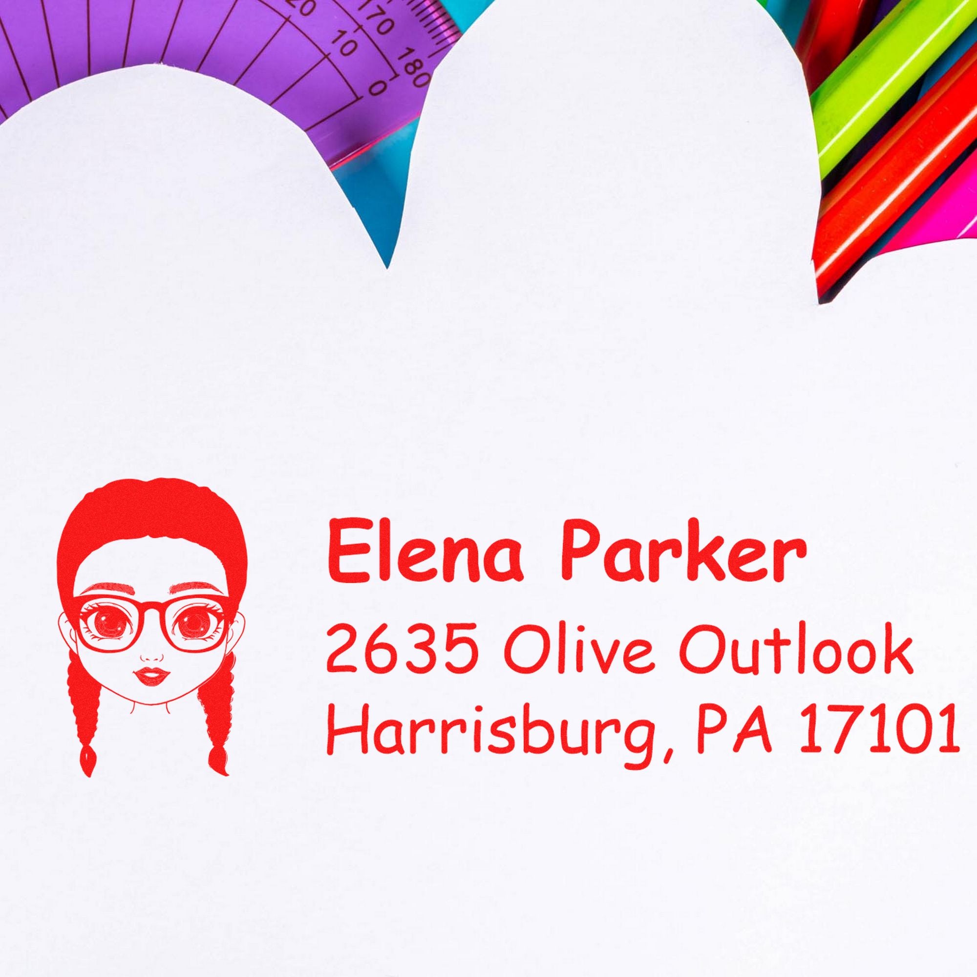 Ms Elena Bitmoji Pre-Inked Address Stamp for House