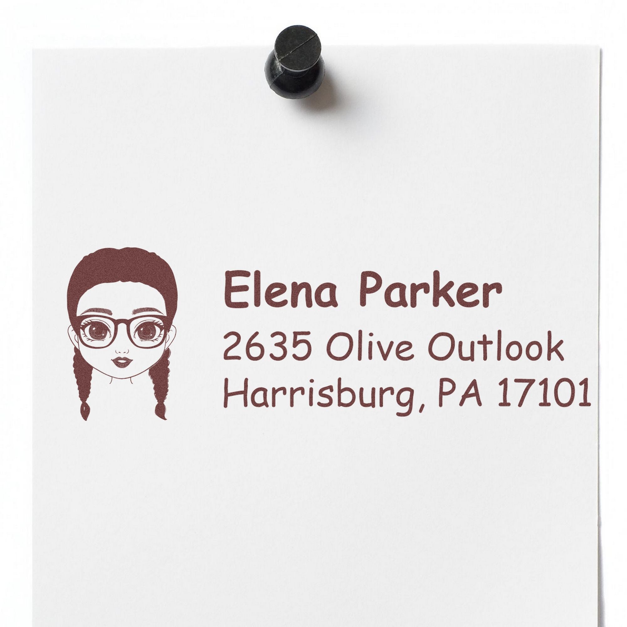 Wood Handle Ms Elena Bitmoji Address Stamp