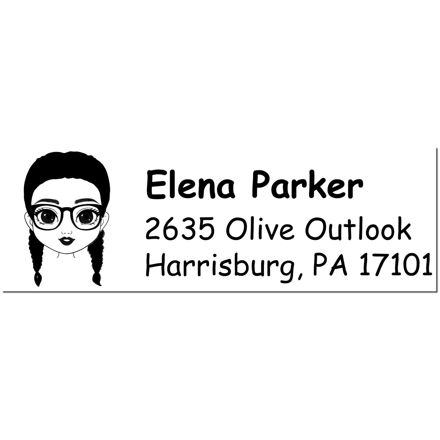 Wood Handle Ms Elena Bitmoji Address Stamp