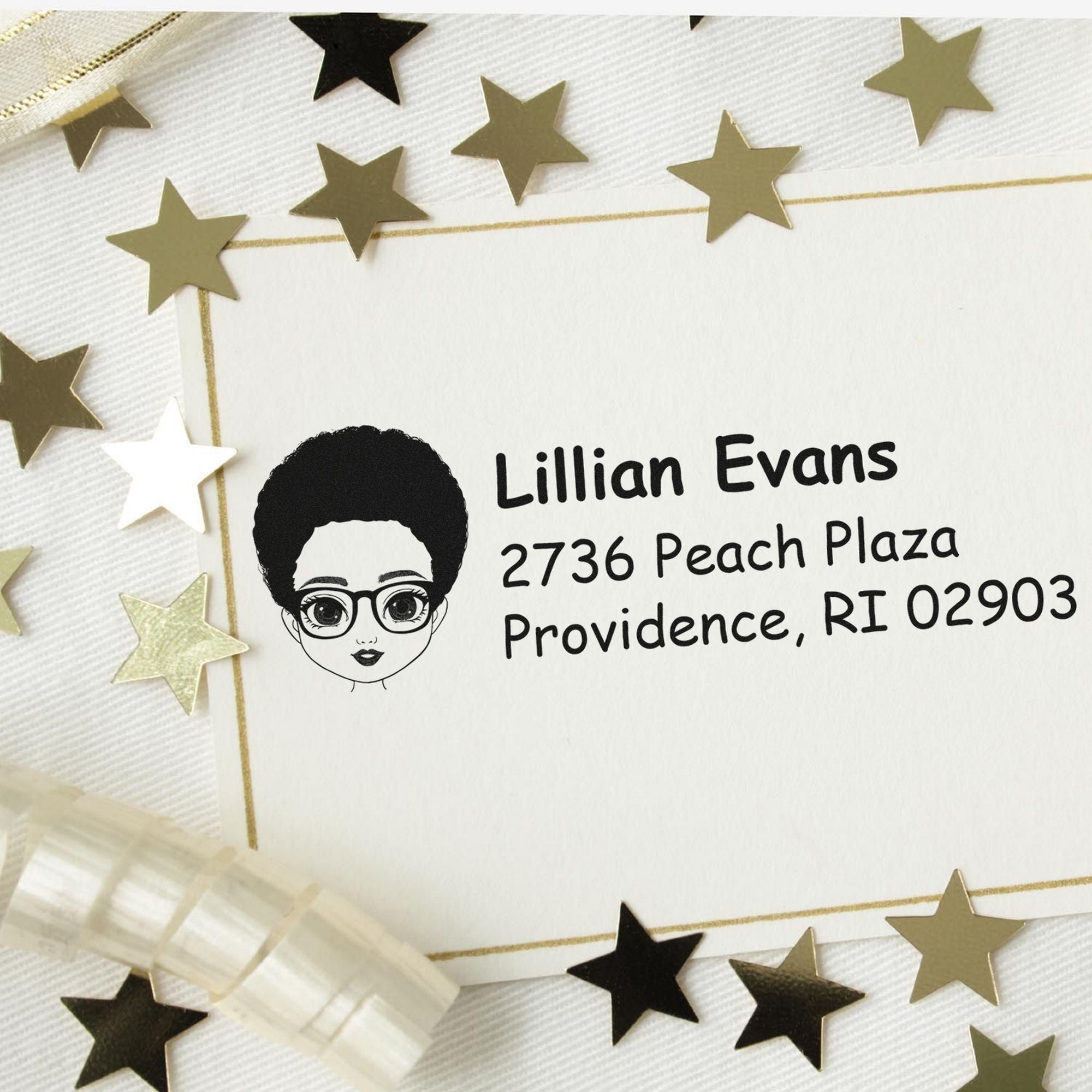 Wood Handle Ms Lillian Bitmoji Address Stamp