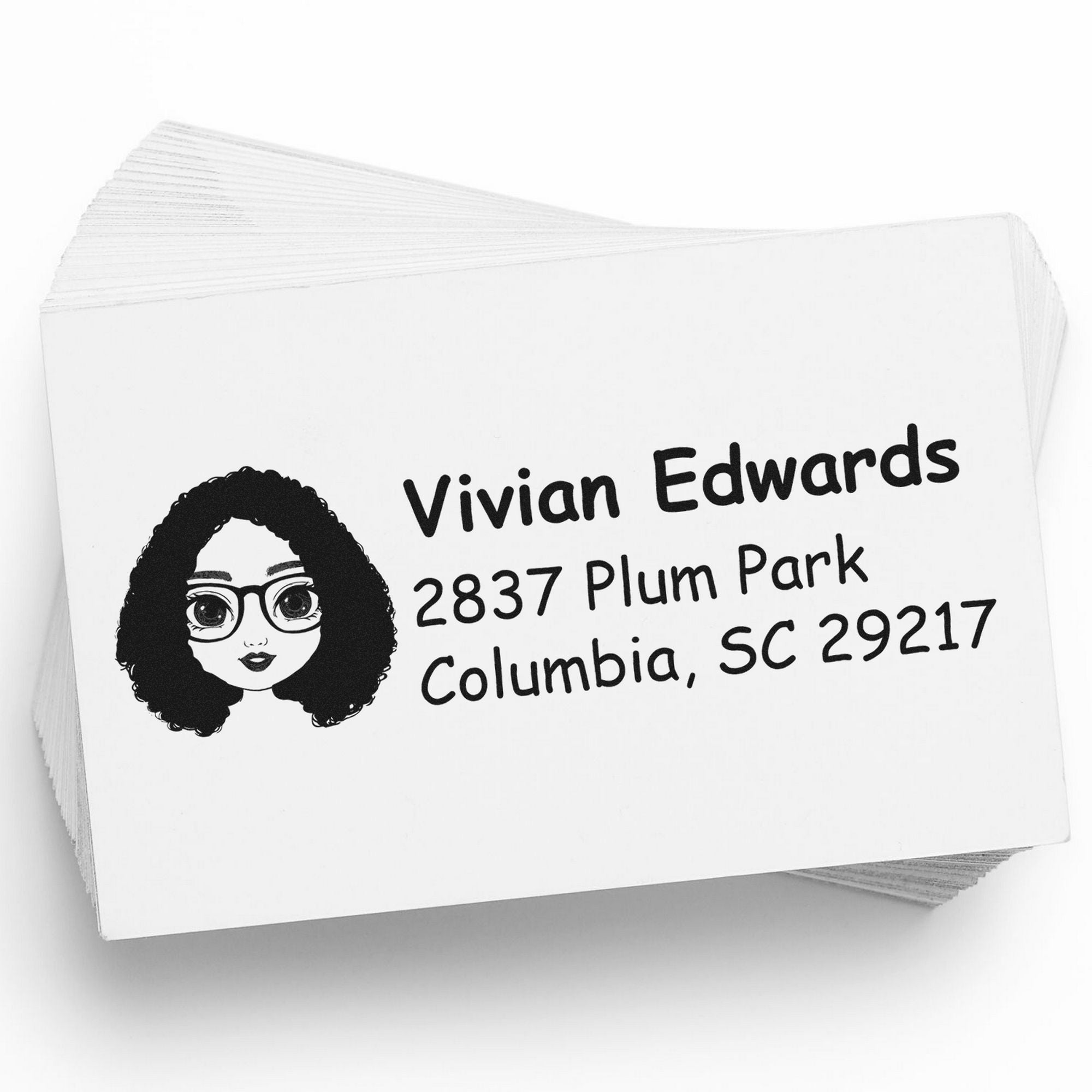 Wood Handle Ms Vivian Bitmoji Address Stamp