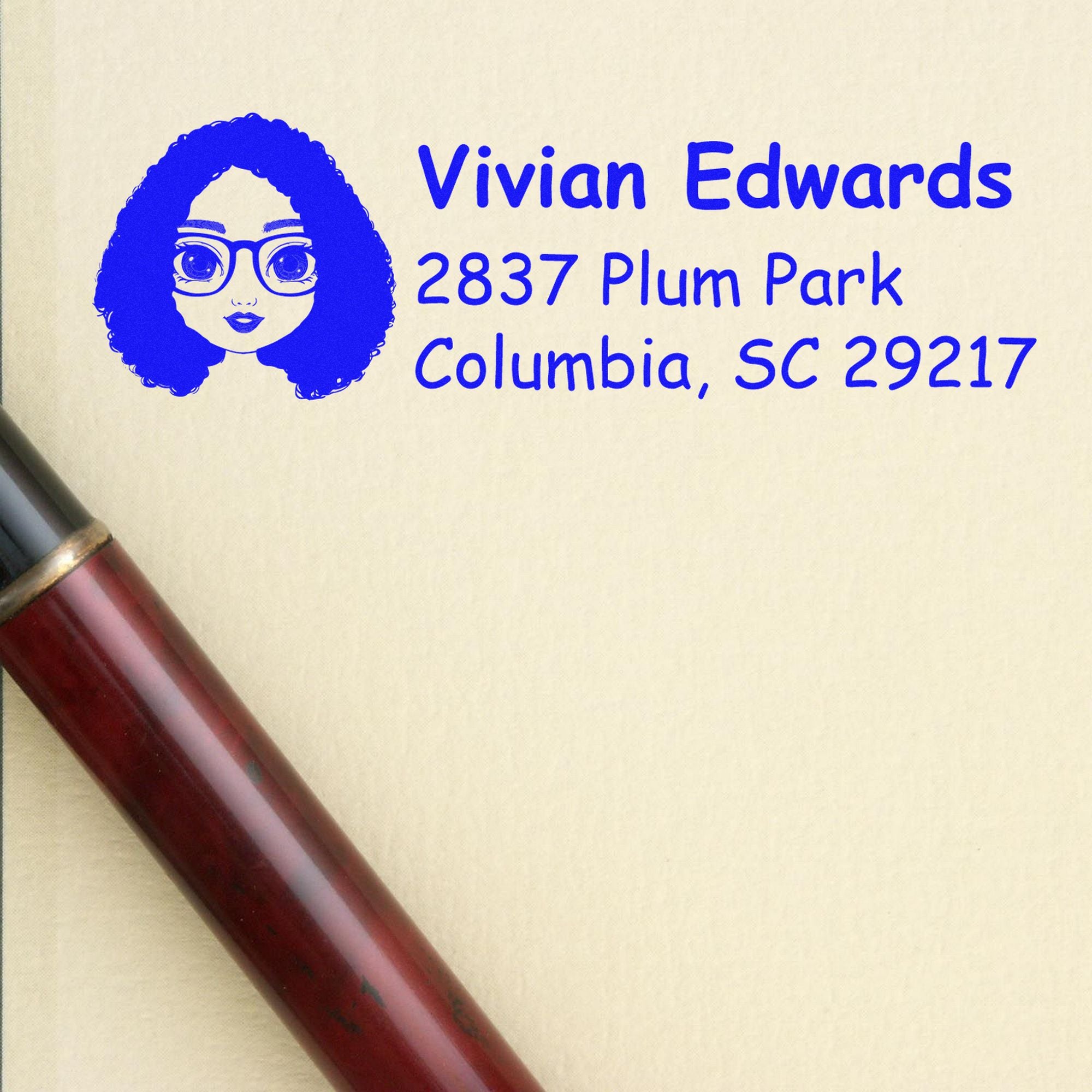 Ms Vivian Bitmoji Self-Inking Home Address Stamp