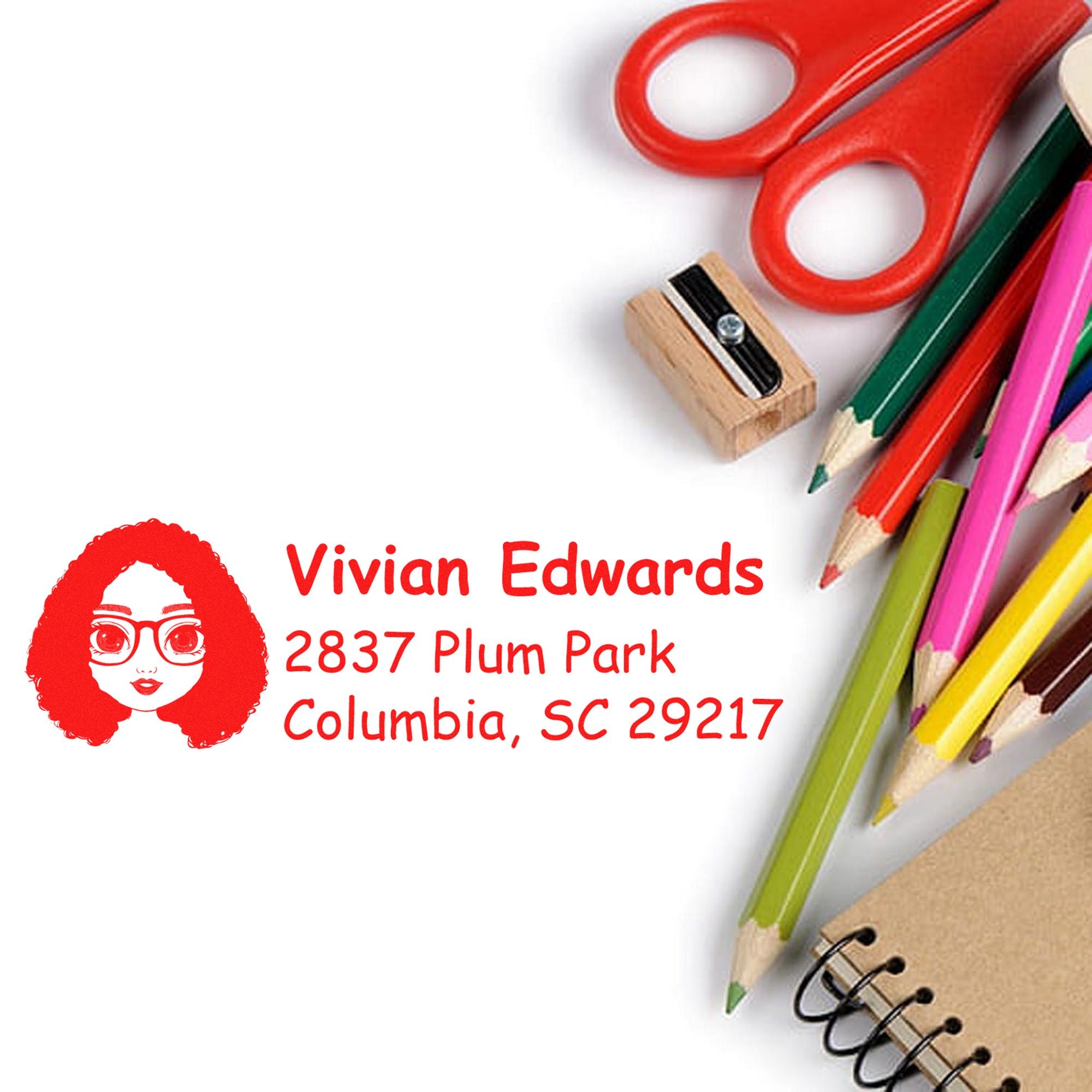 Wood Handle Ms Vivian Bitmoji Address Stamp