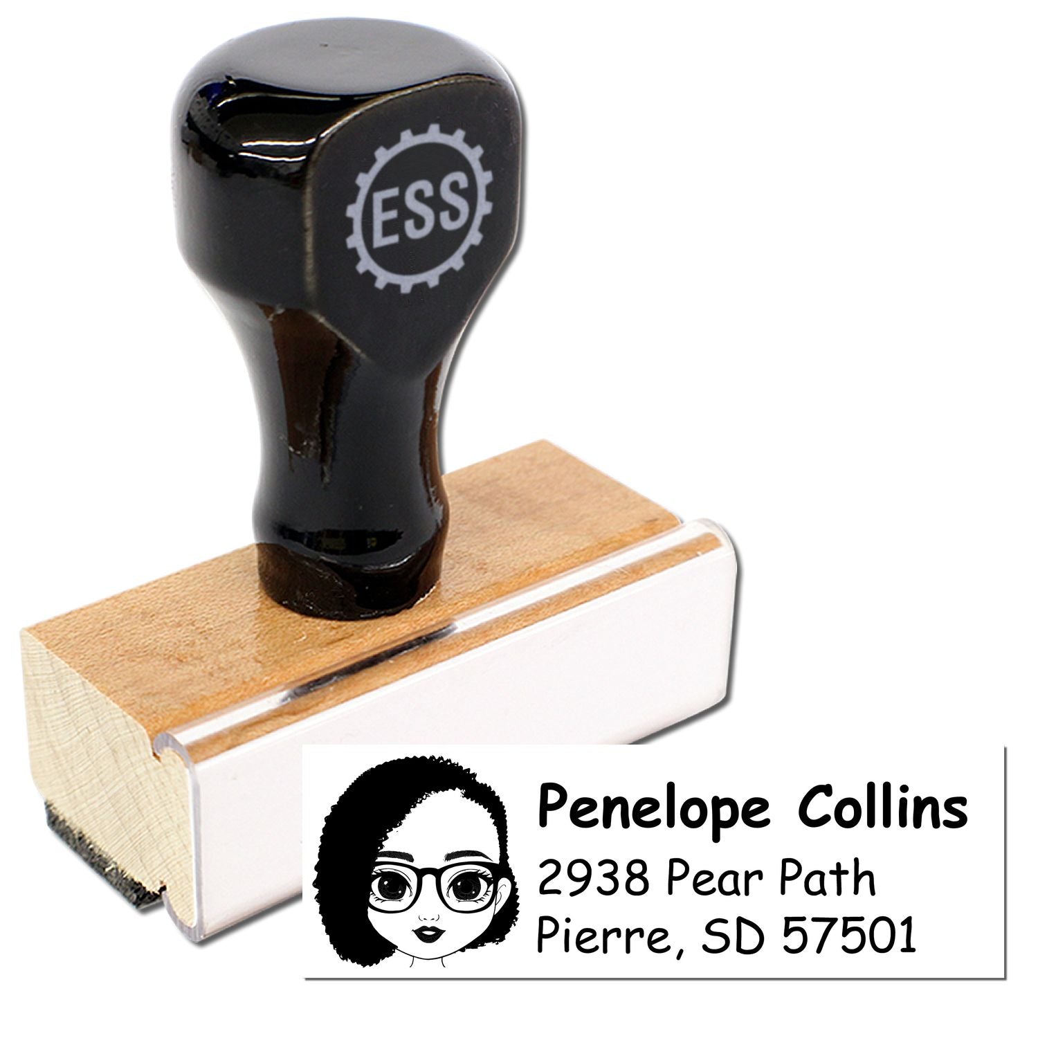 Wood Handle Ms Penelope Bitmoji Address Stamp