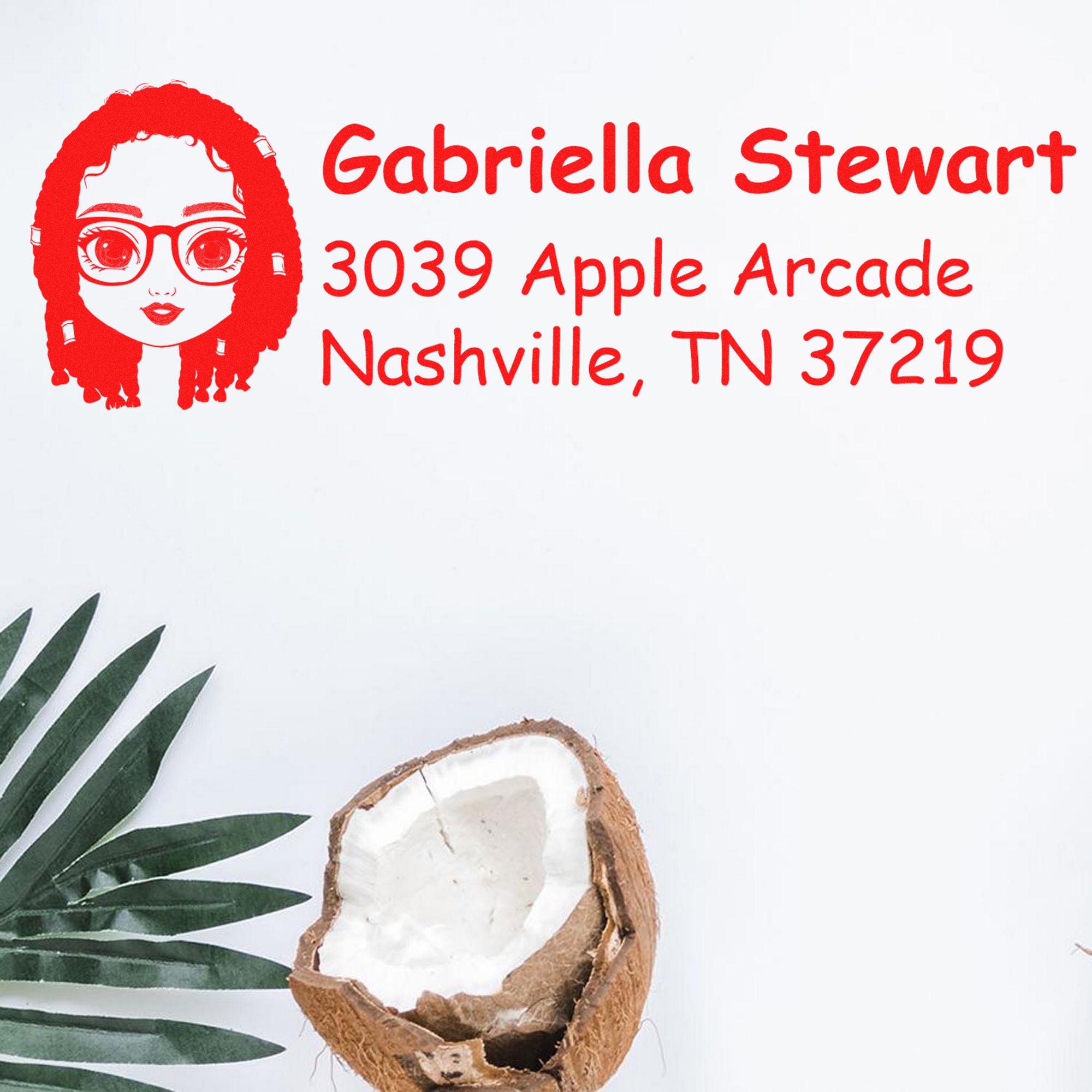 Wood Handle Ms Gabriella Bitmoji Address Stamp