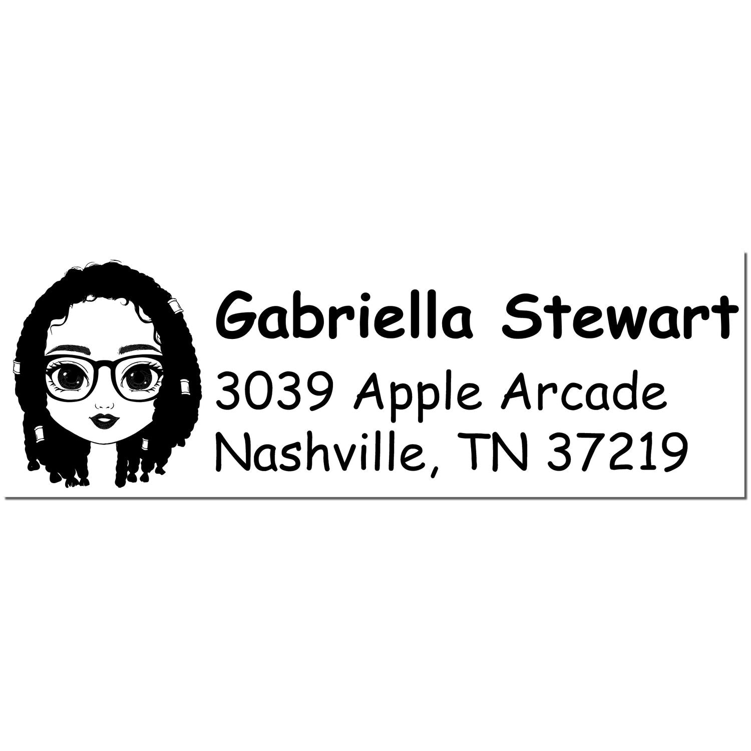 Wood Handle Ms Gabriella Bitmoji Address Stamp