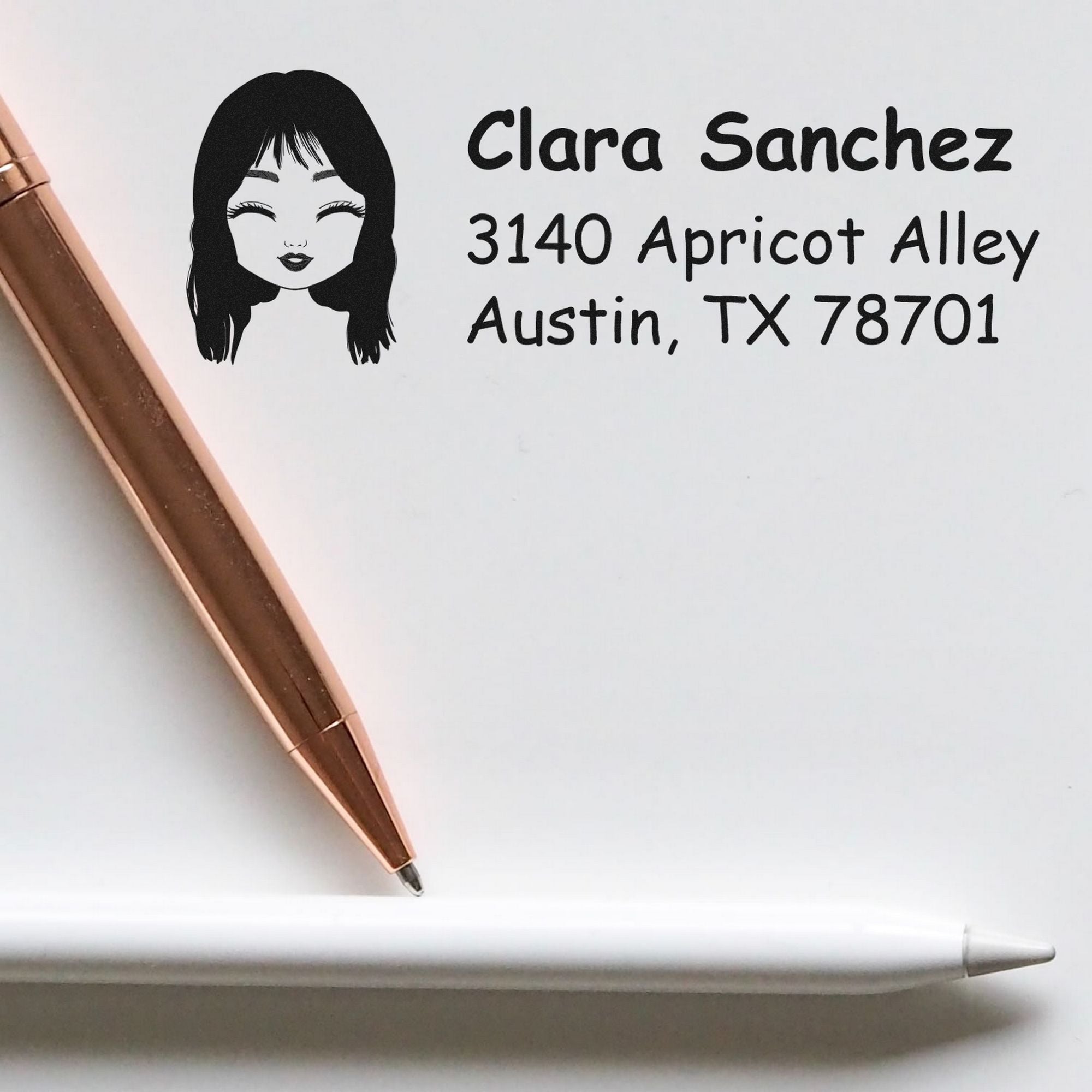 Wood Handle Ms Clara Bitmoji Address Stamp