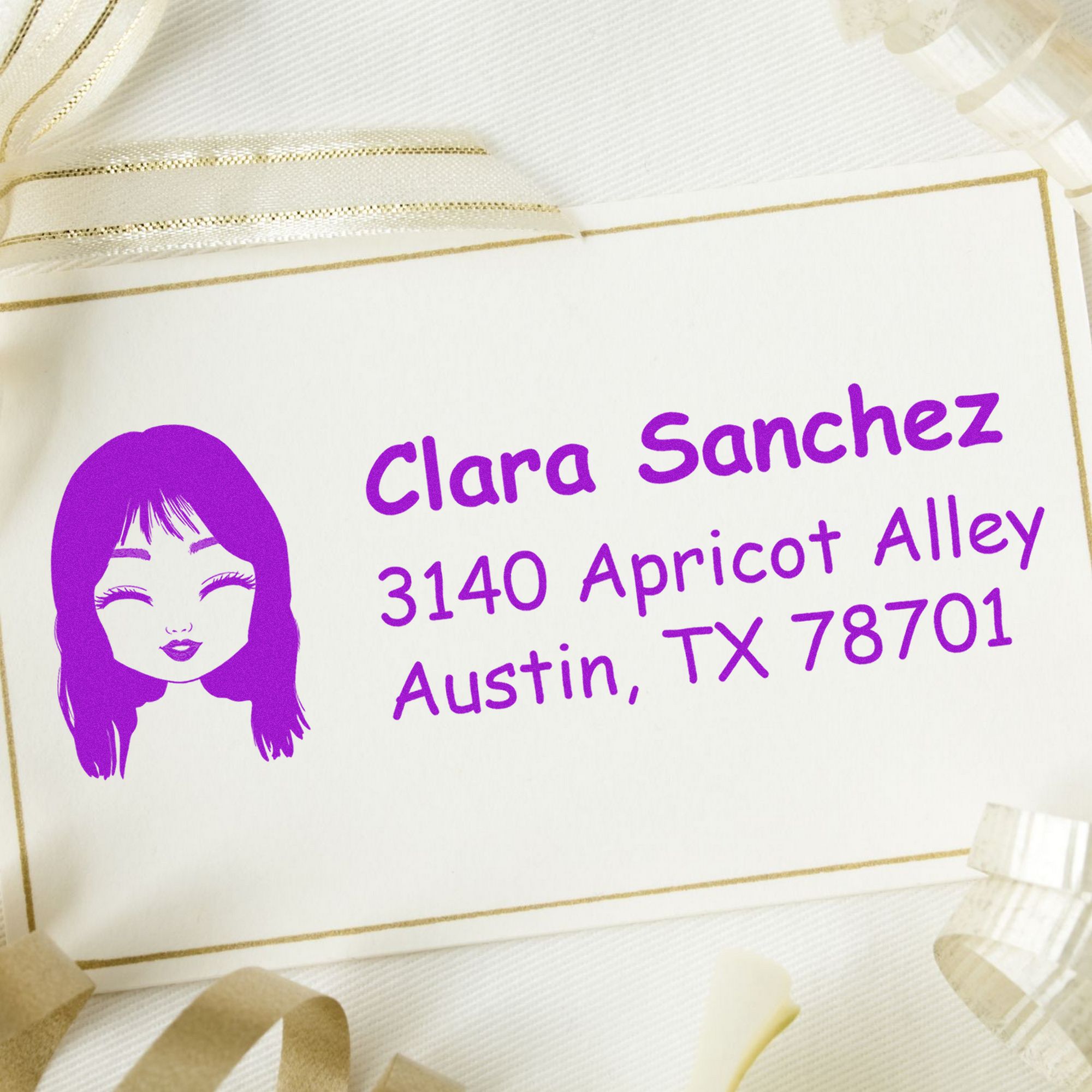 Ms Clara Bitmoji Customized Address Stamp Pre-Inked