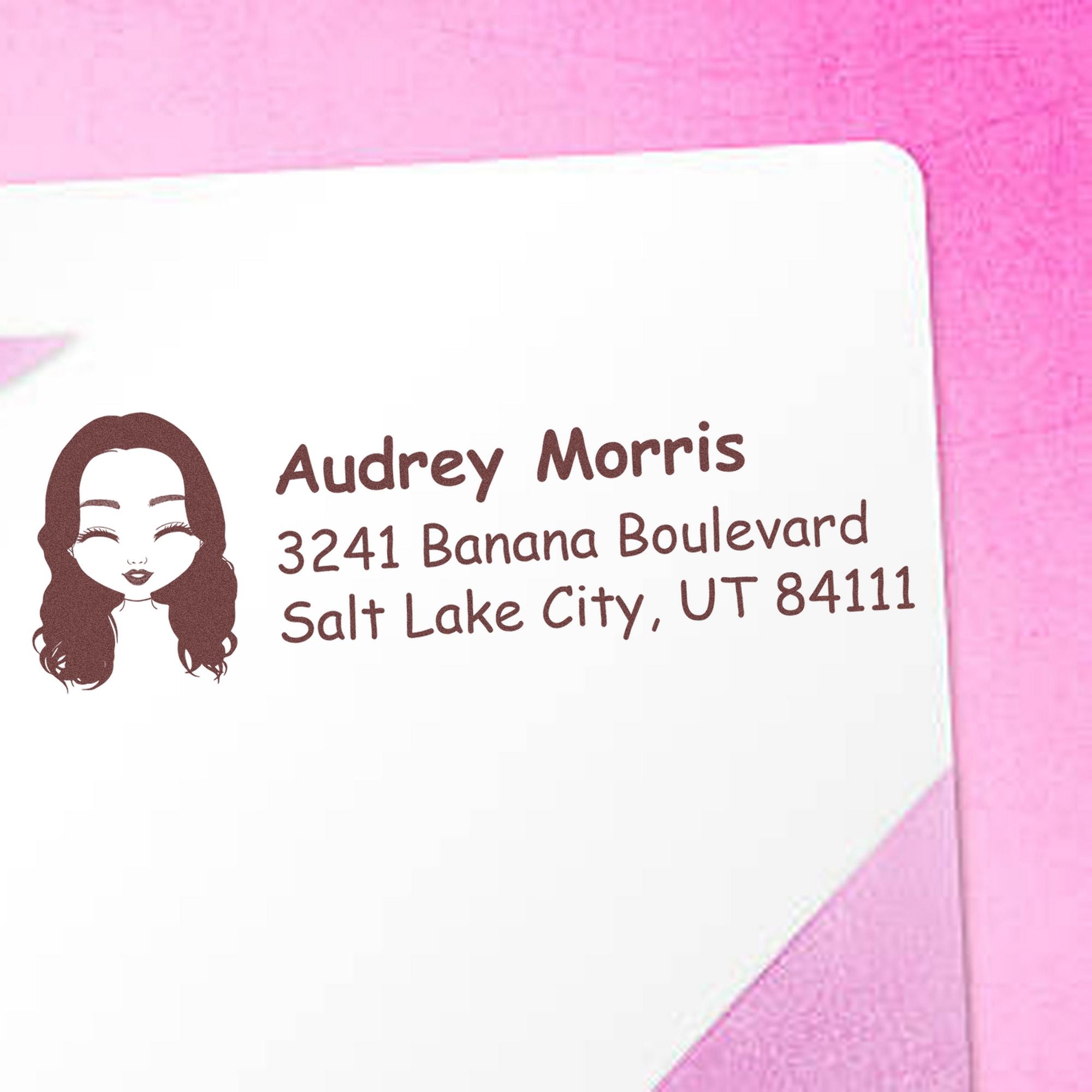 Ms Audrey Bitmoji Pre-Inked Address Stamp for House