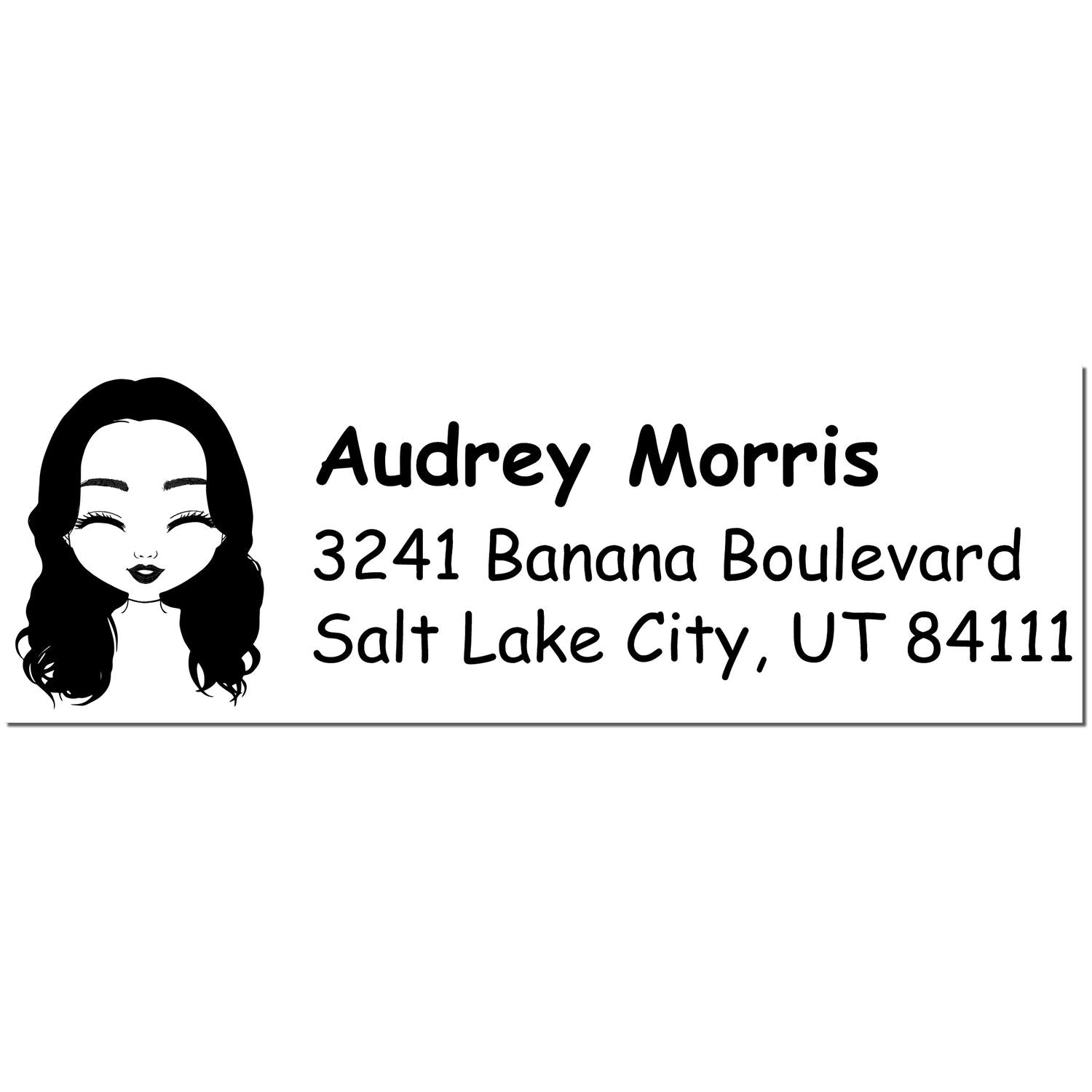 Wood Handle Ms Audrey Bitmoji Address Stamp