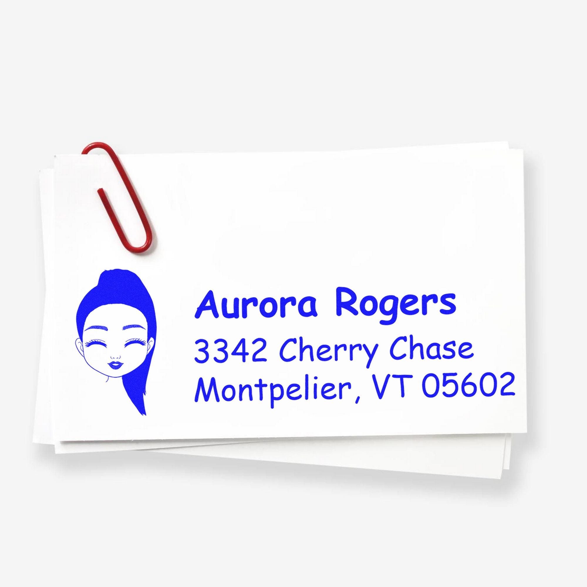 Wood Handle Ms Aurora Bitmoji Address Stamp