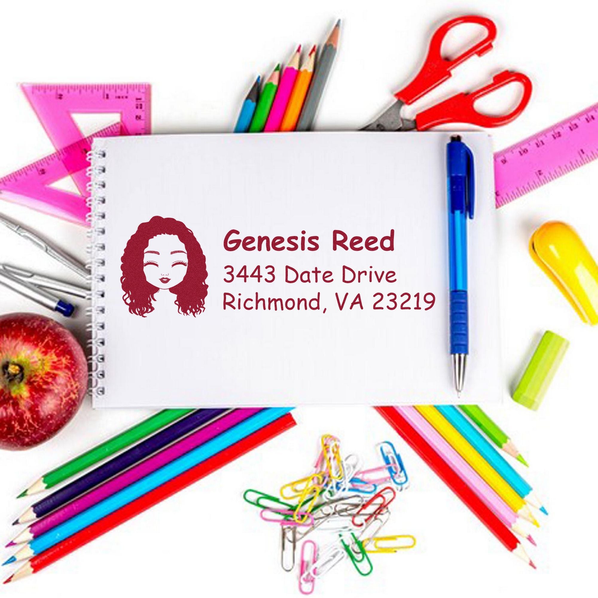 Wood Handle Ms Genesis Bitmoji Address Stamp