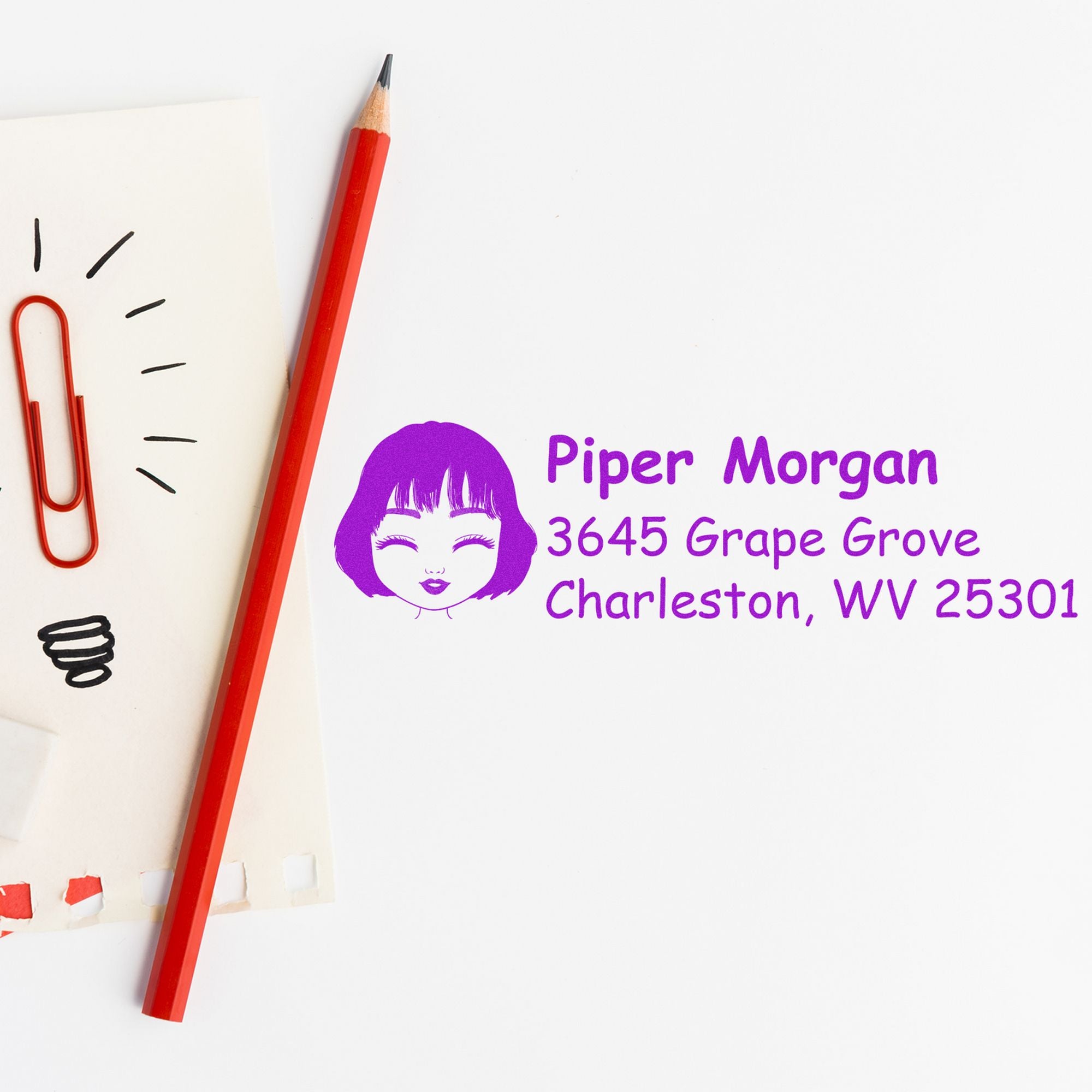 Ms Piper Bitmoji Self-Inking Home Address Stamp