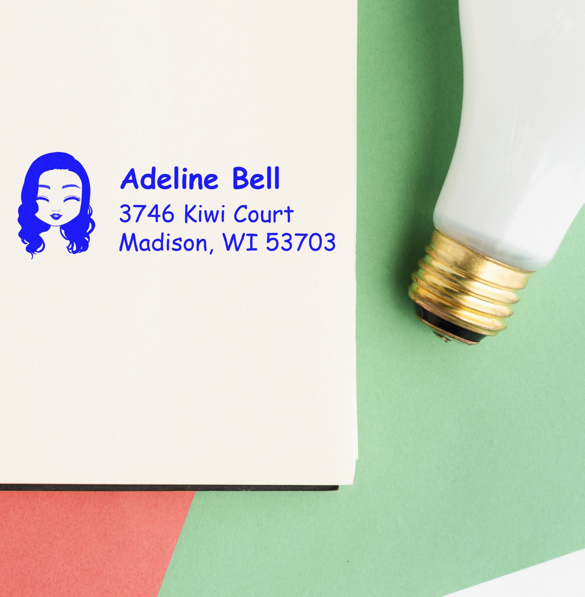 Ms Adeline Bitmoji Self-Inking Home Address Stamp