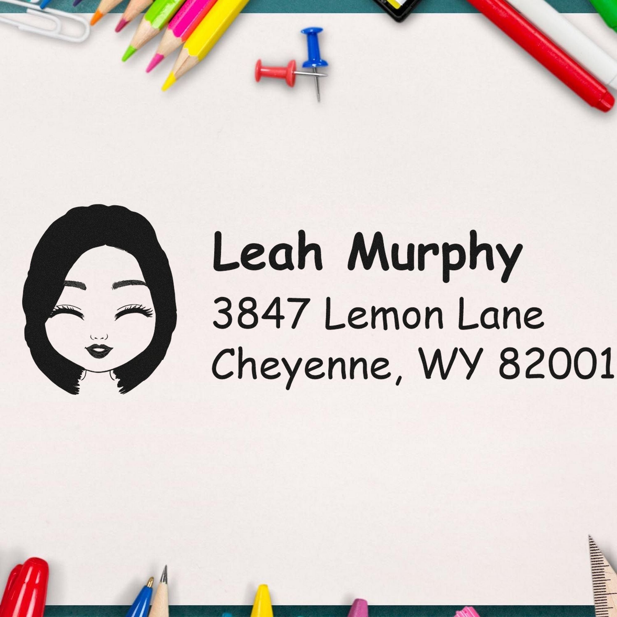 Wood Handle Ms Leah Bitmoji Address Stamp