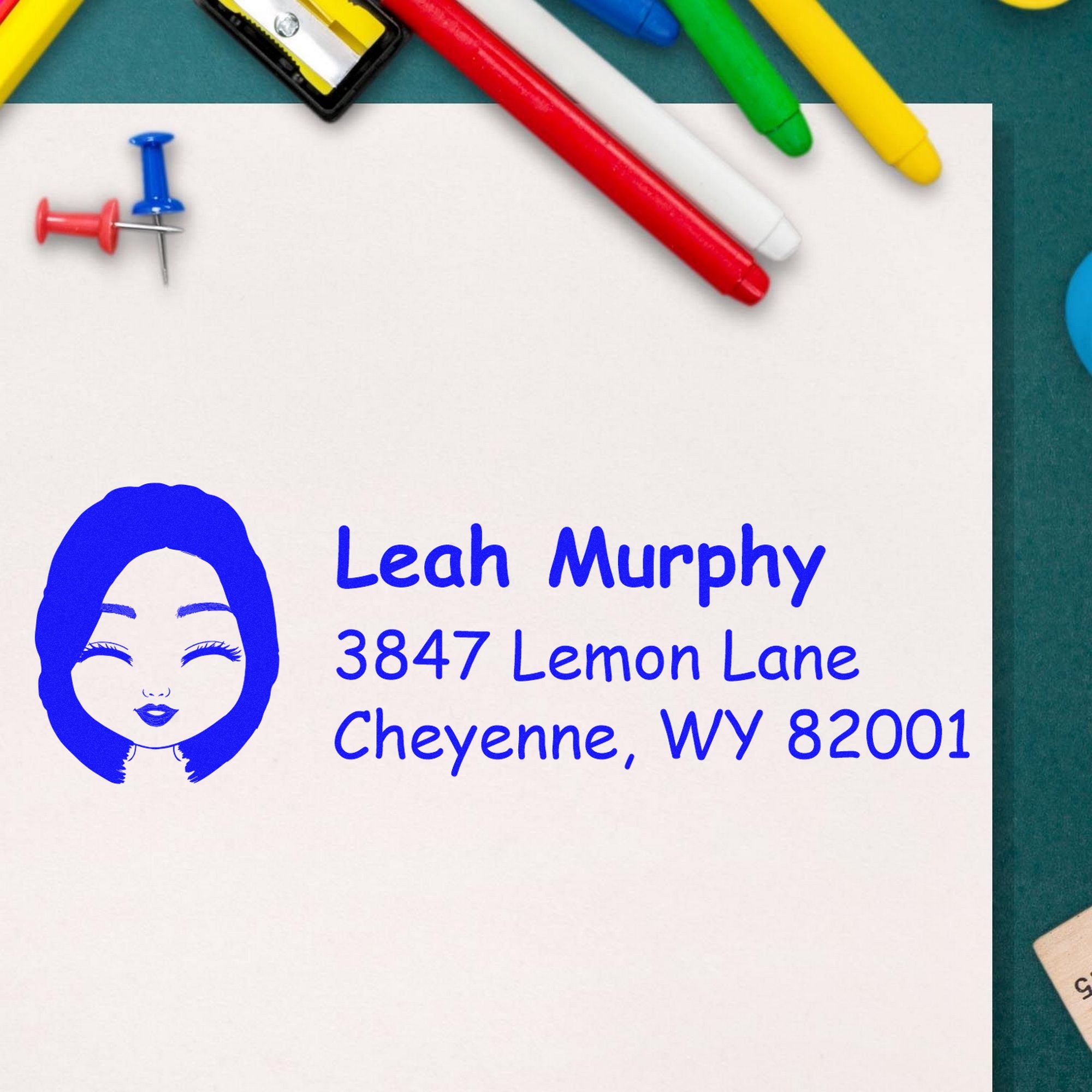 Wood Handle Ms Leah Bitmoji Address Stamp