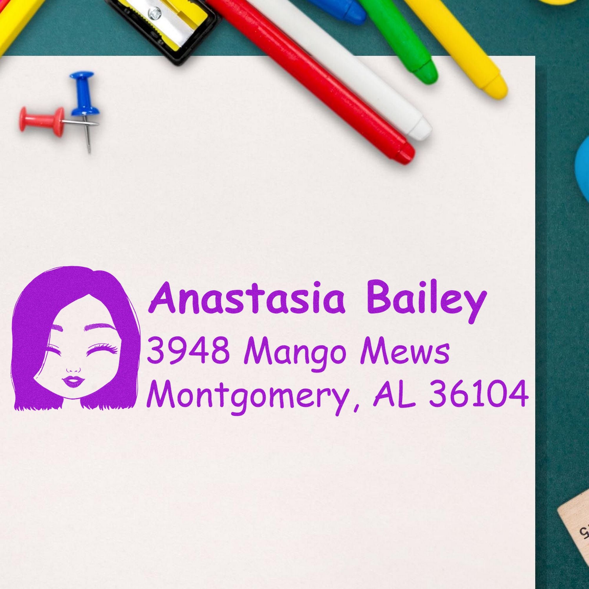 Ms Anastasia Bitmoji Customized Address Stamp Pre-Inked