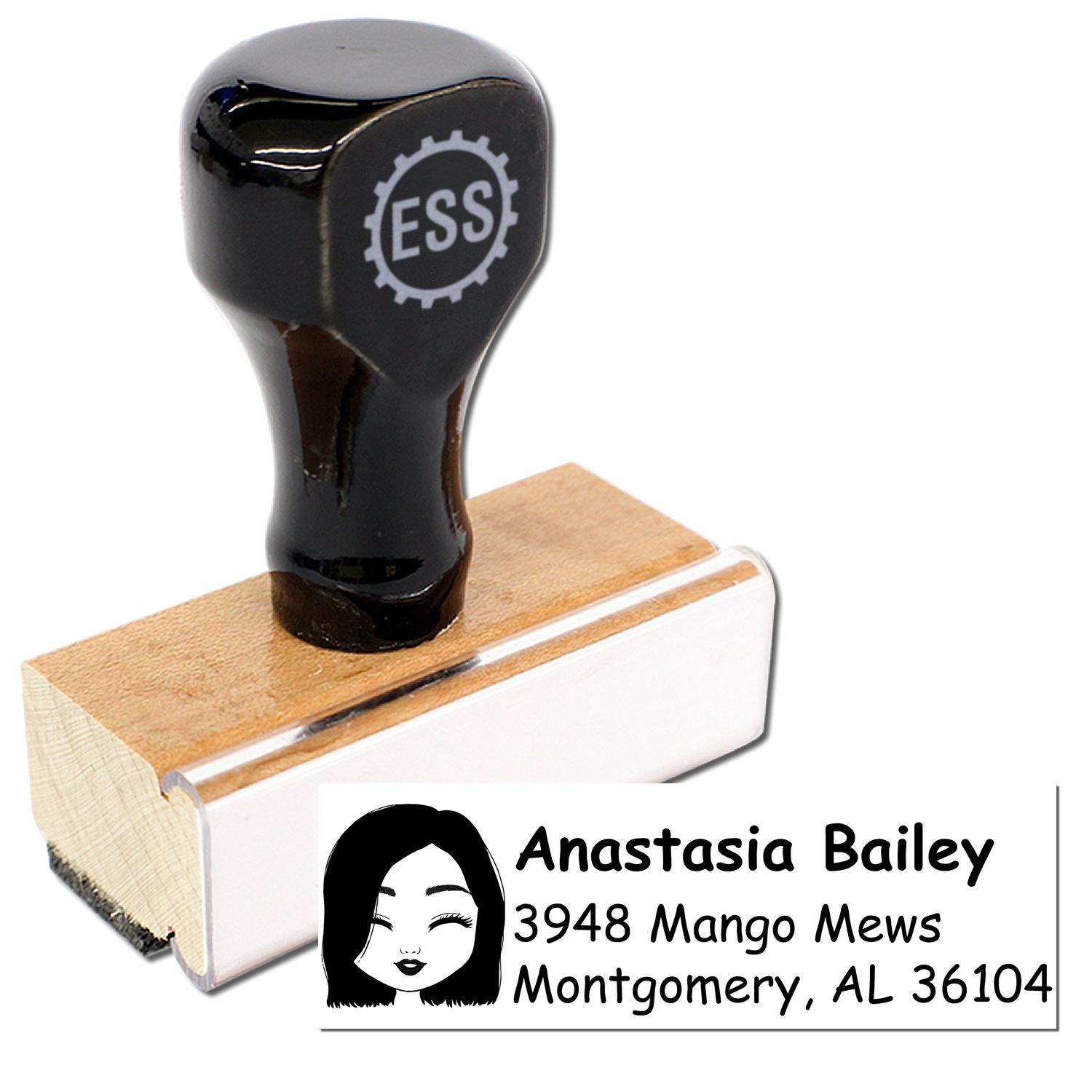 Wood Handle Ms Anastasia Bitmoji Address Stamp