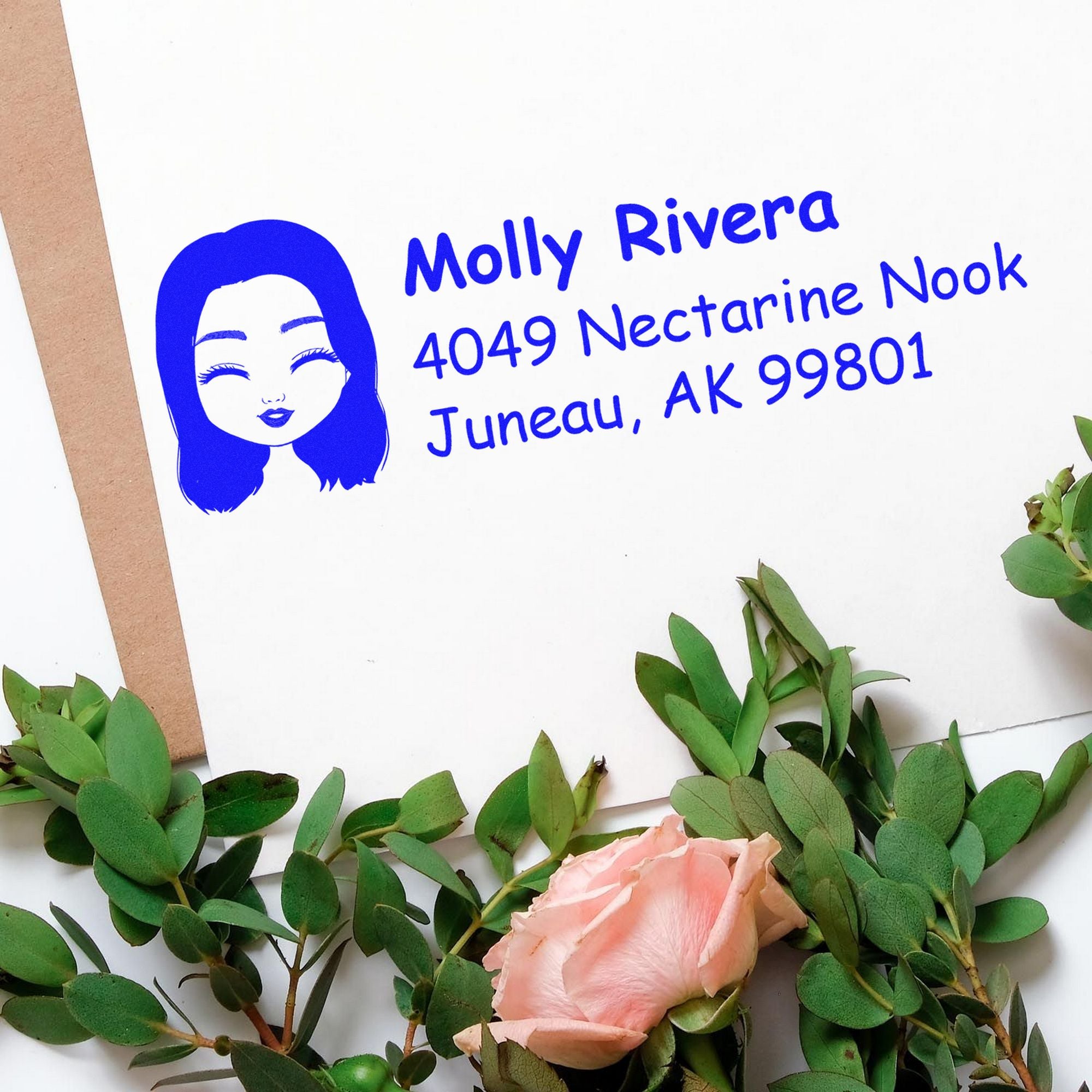 Ms Molly Bitmoji Customized Address Stamp Pre-Inked