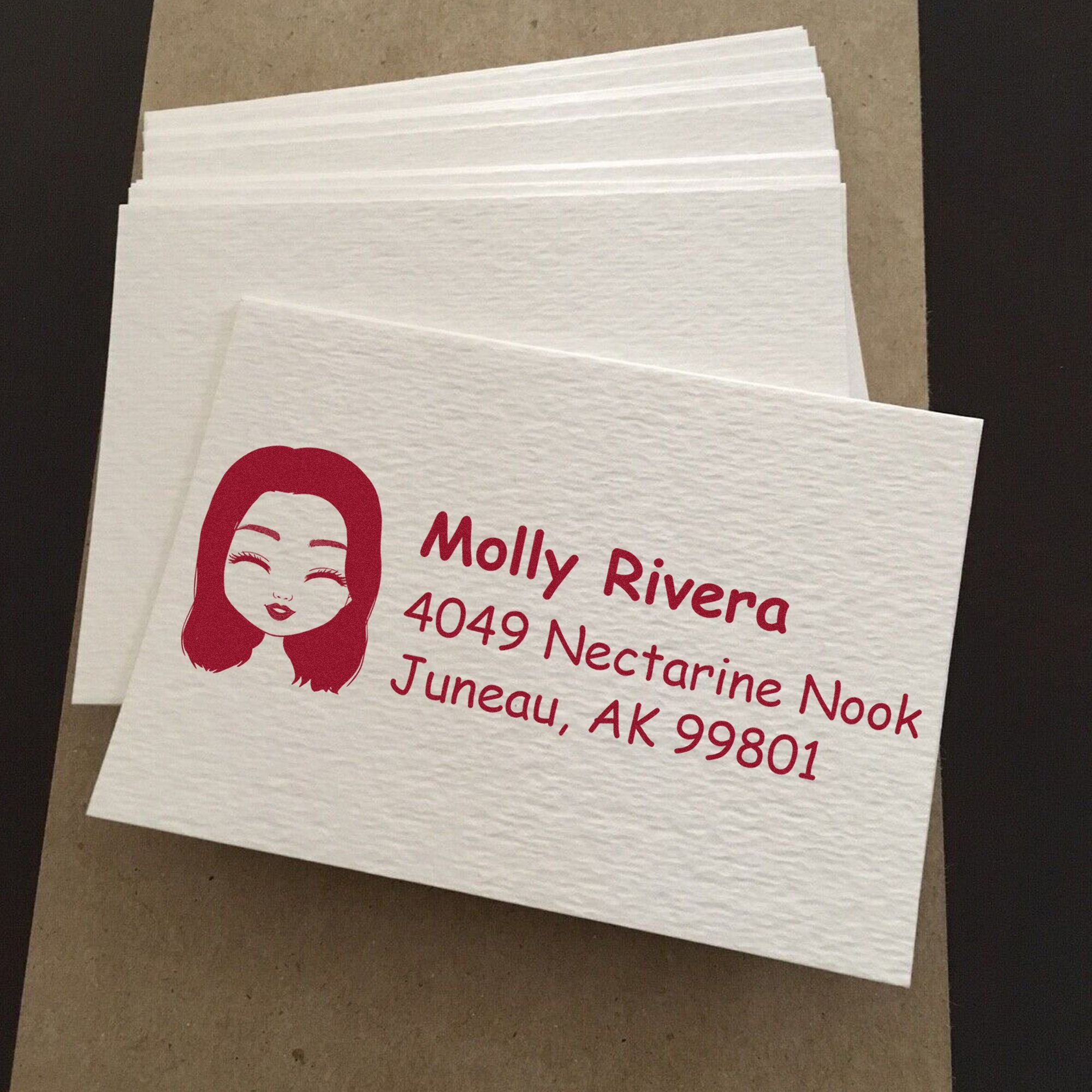 Ms Molly Bitmoji Customized Address Stamp Pre-Inked