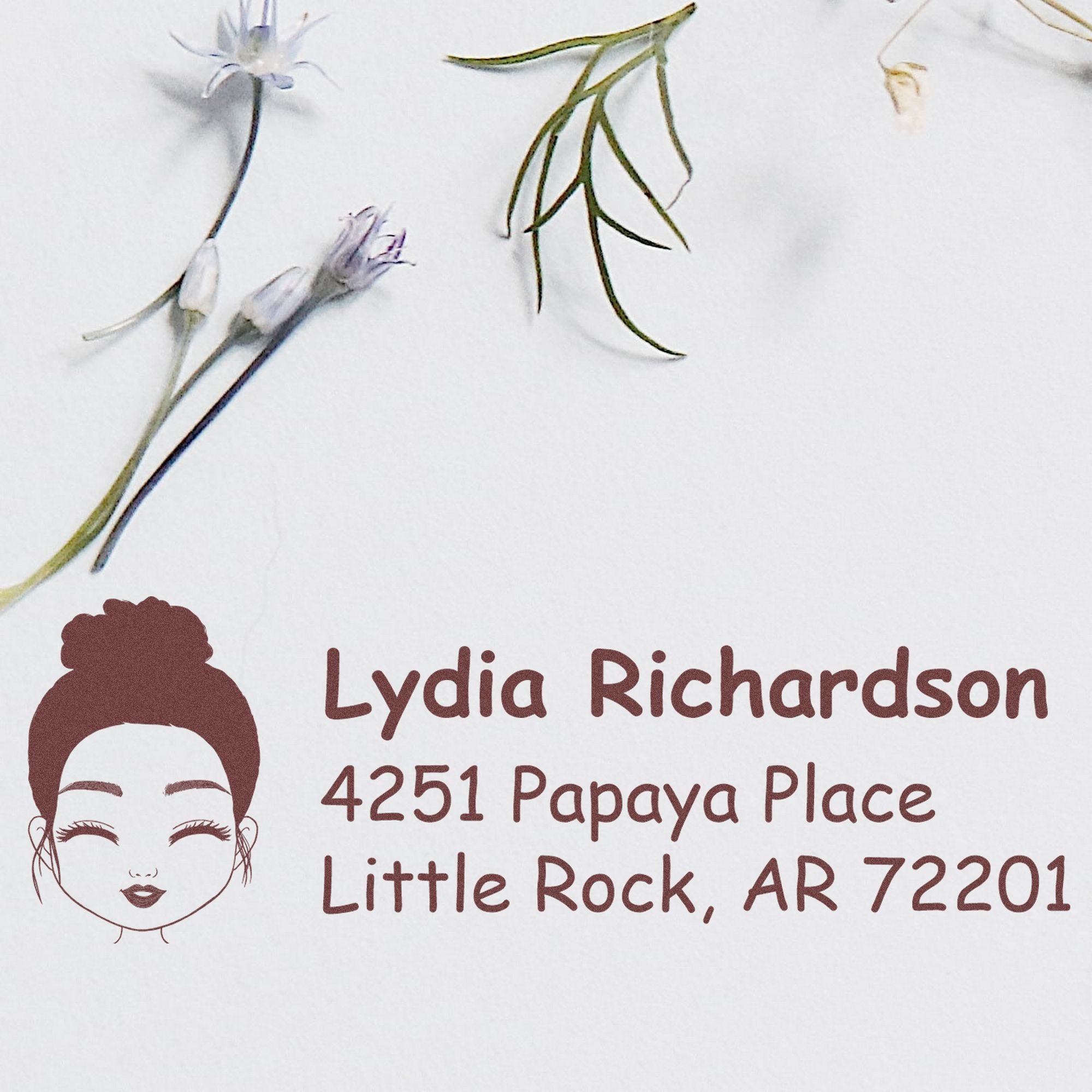 Wood Handle Ms Lydia Bitmoji Address Stamp