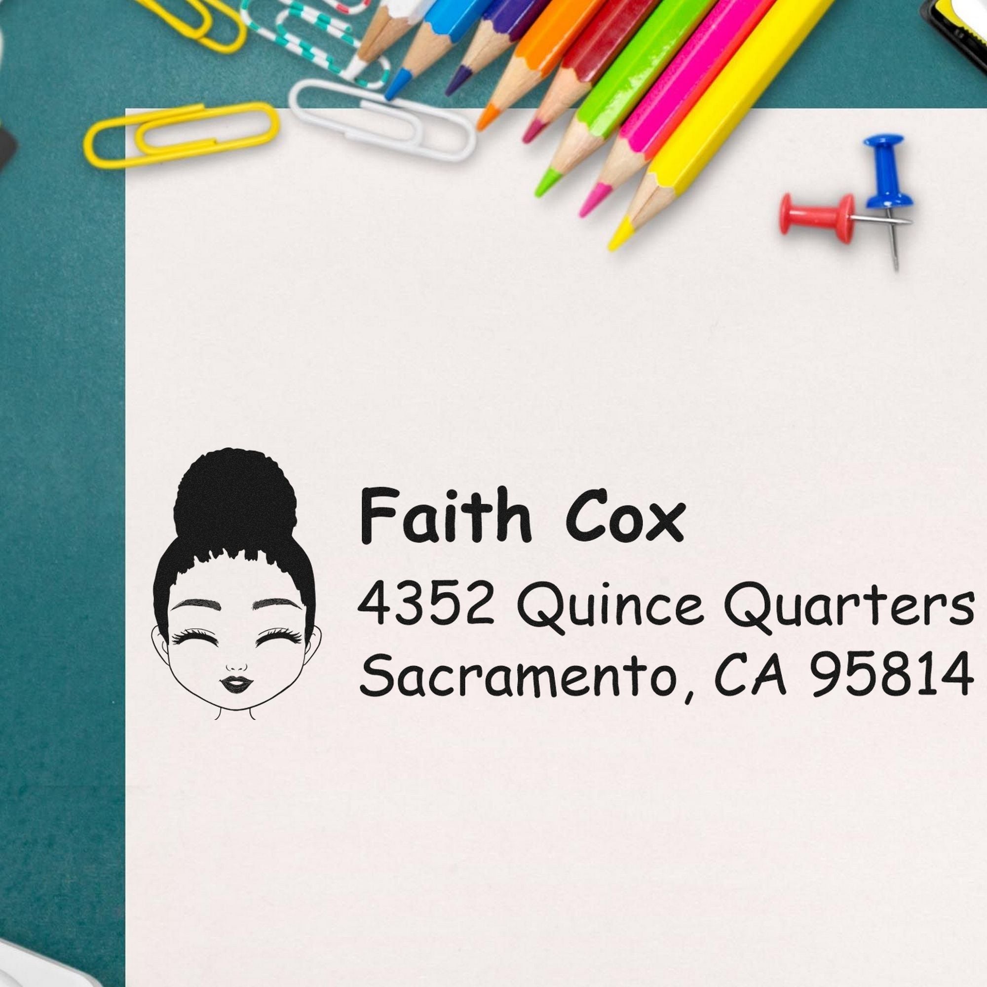 Ms Faith Bitmoji Customized Address Stamp Pre-Inked