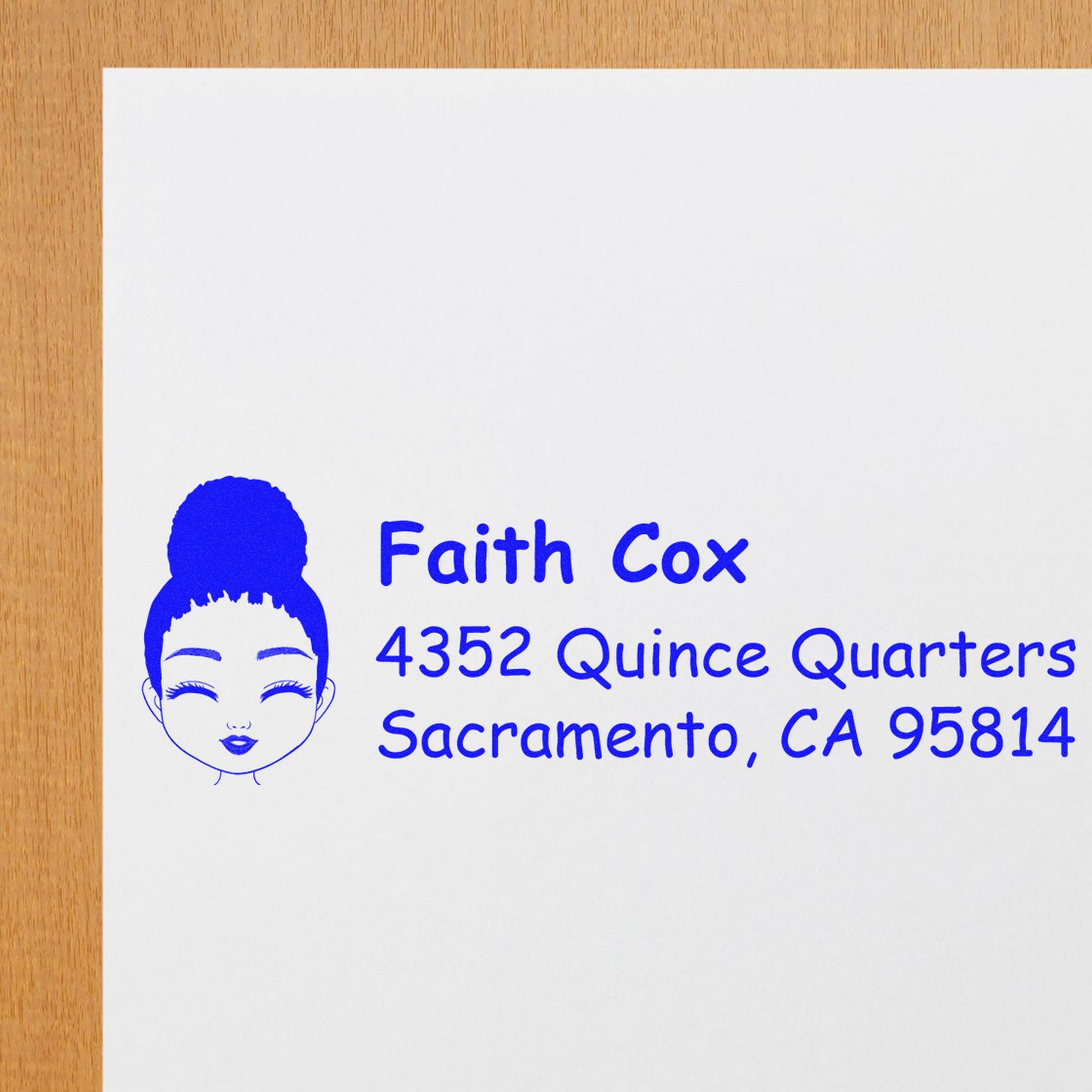 Wood Handle Ms Faith Bitmoji Address Stamp