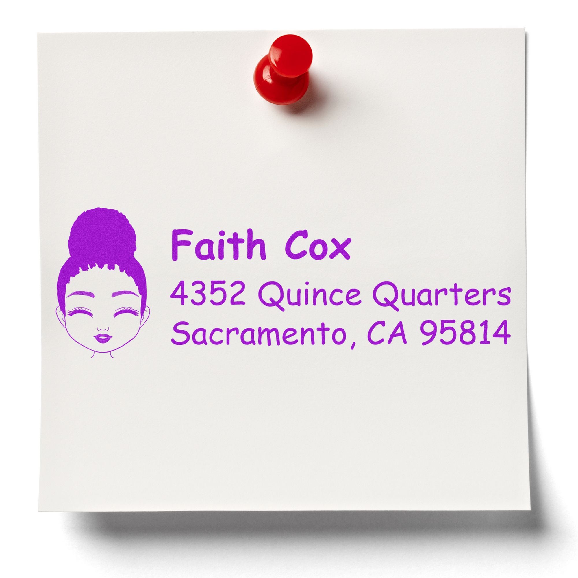 Wood Handle Ms Faith Bitmoji Address Stamp