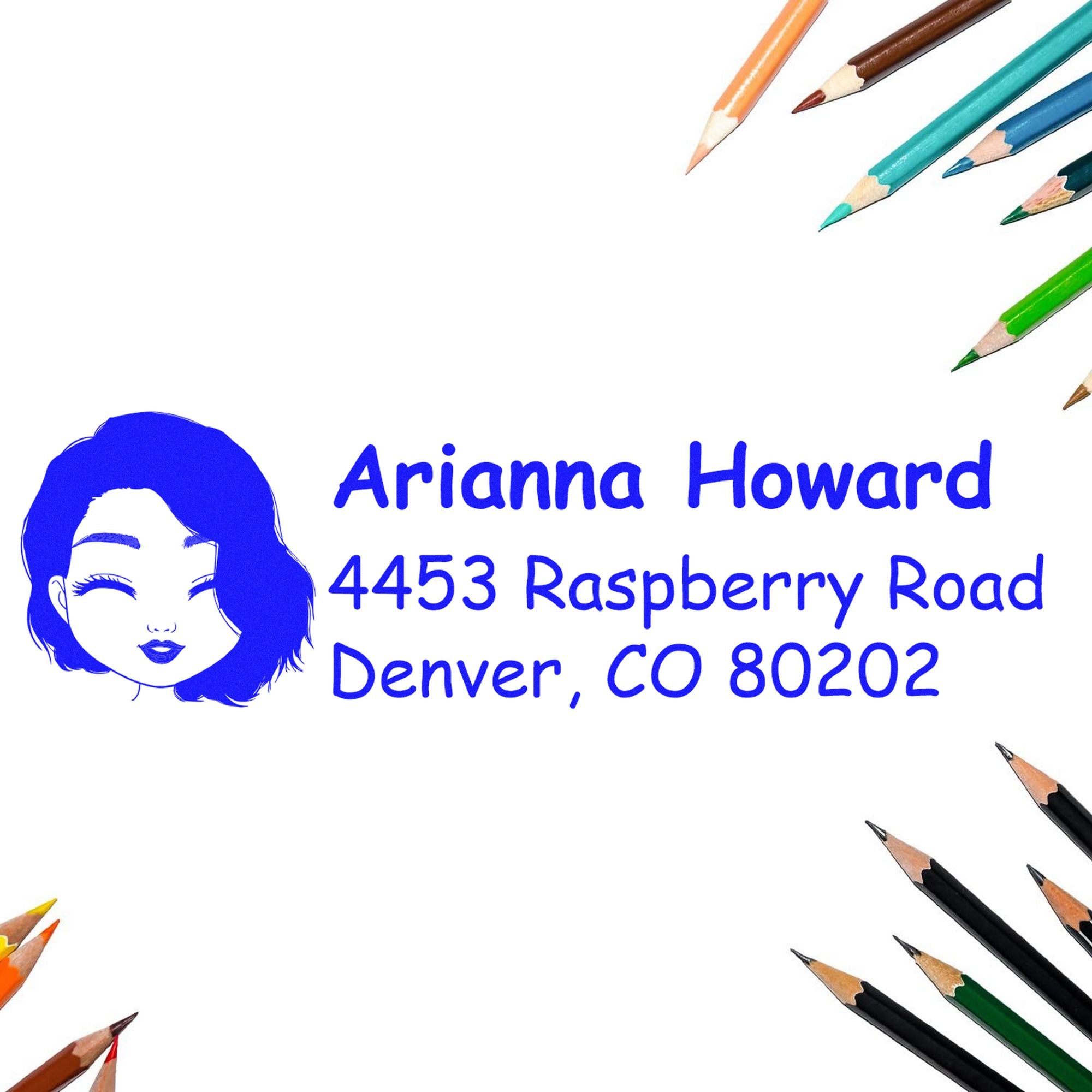 Wood Handle Ms Arianna Bitmoji Address Stamp