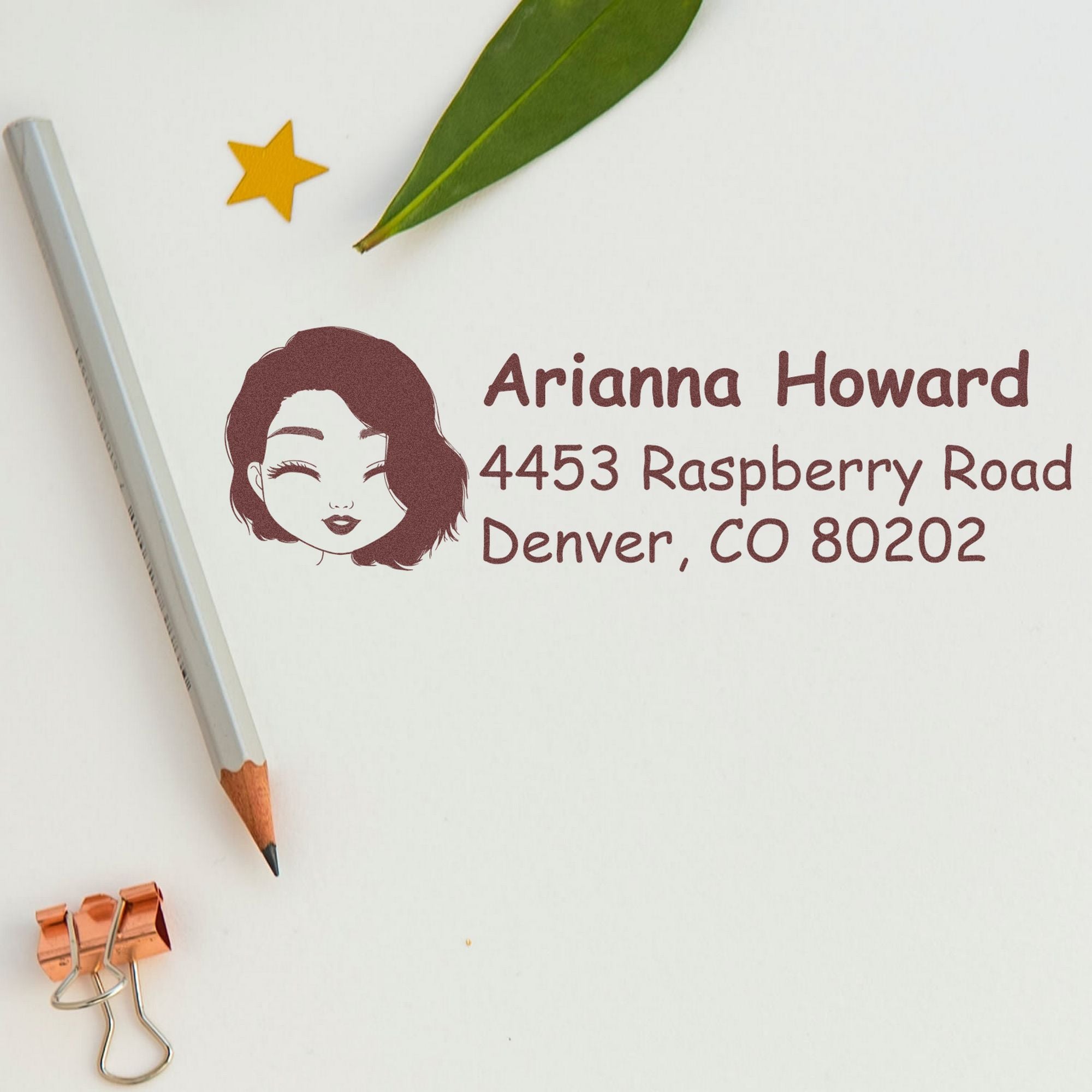 Ms Arianna Bitmoji Pre-Inked Address Stamp for House