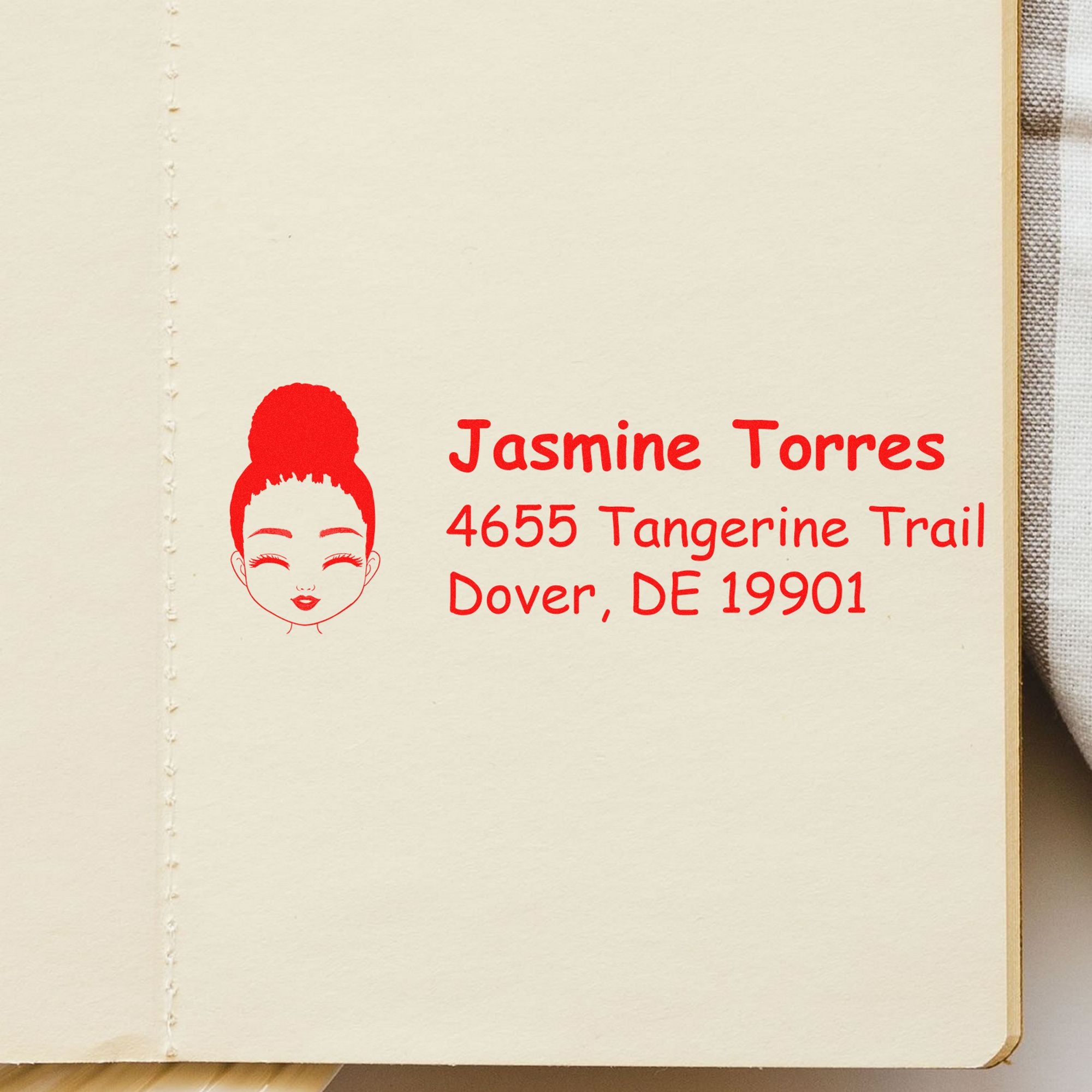 Ms Jasmine Bitmoji Self-Inking Home Address Stamp