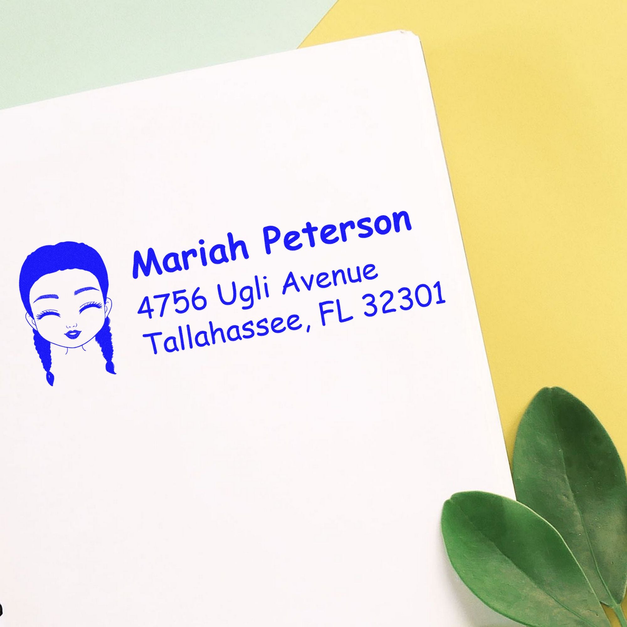 Wood Handle Ms Mariah Bitmoji Address Stamp