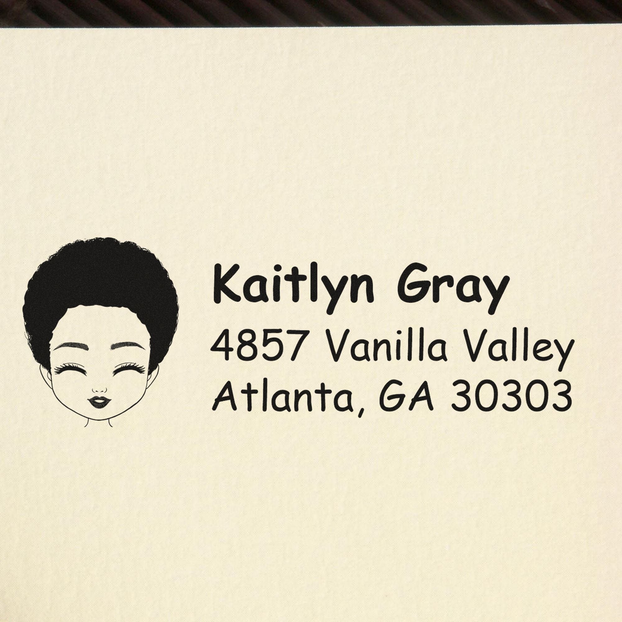 Wood Handle Ms Kaitlyn Bitmoji Address Stamp