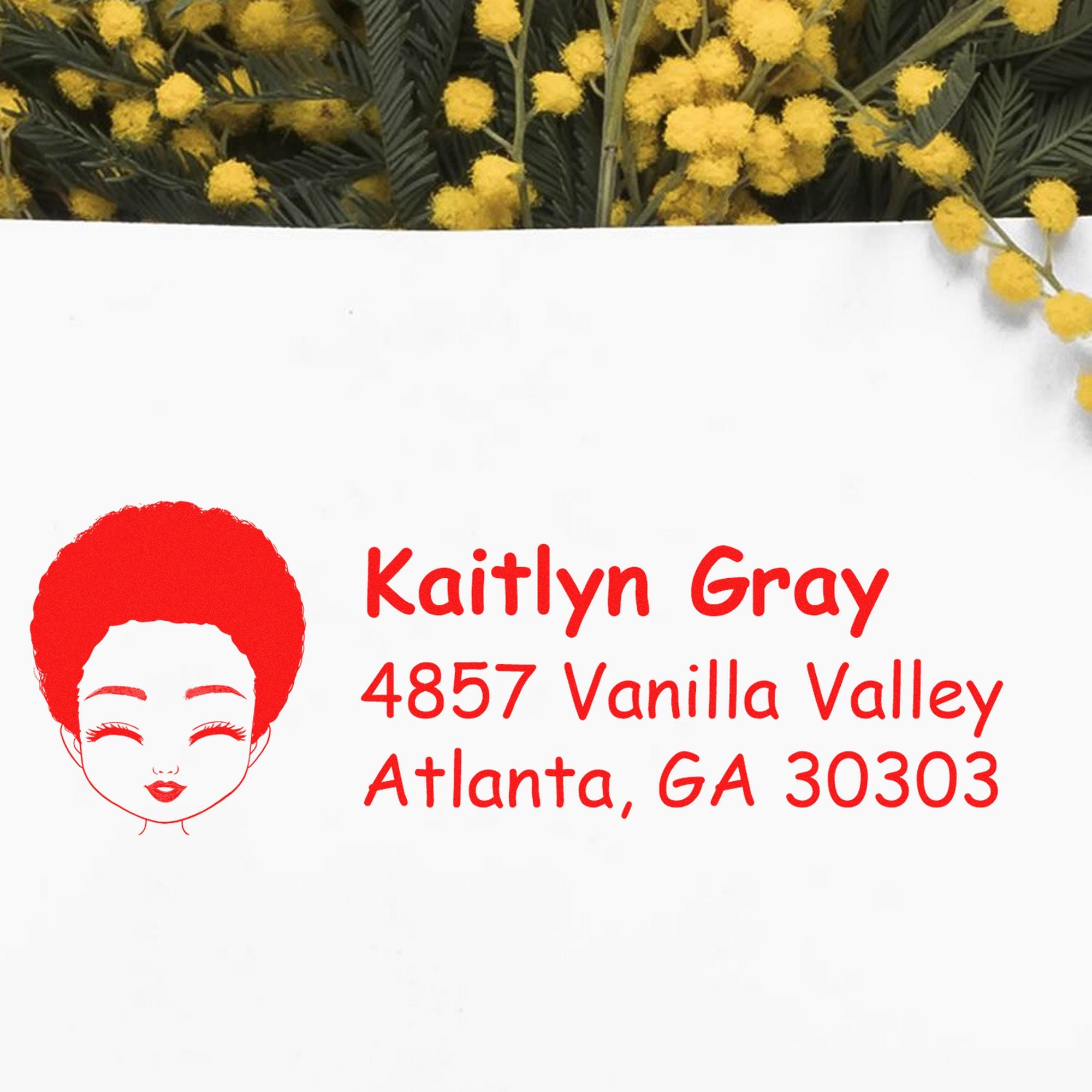 Wood Handle Ms Kaitlyn Bitmoji Address Stamp