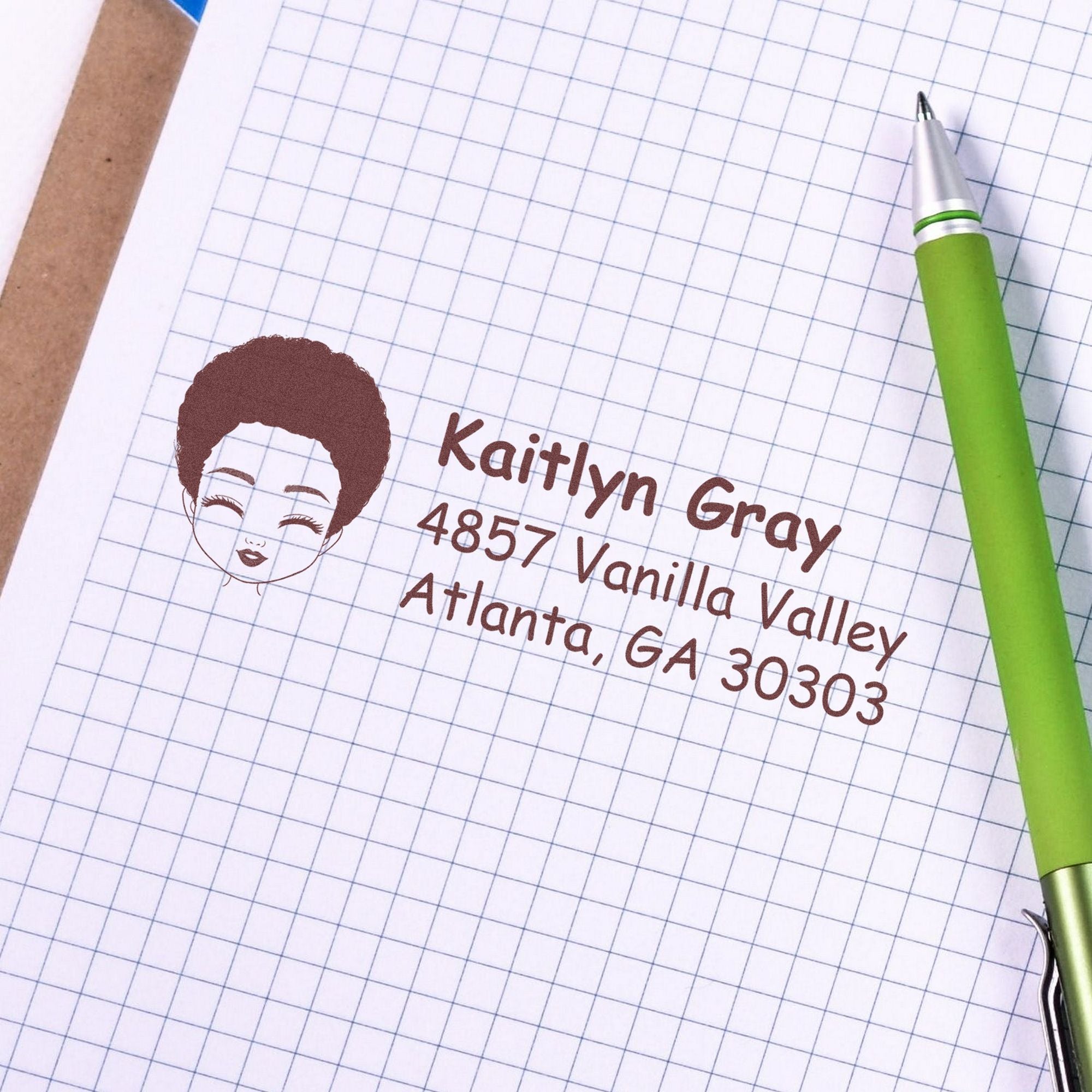 Wood Handle Ms Kaitlyn Bitmoji Address Stamp