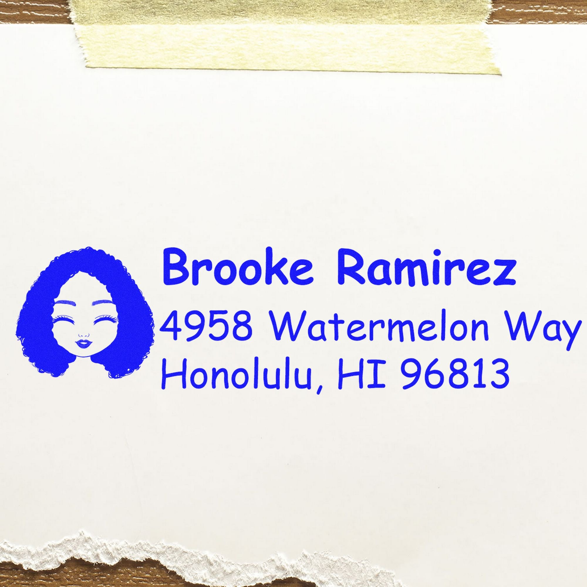 Wood Handle Ms Brooke Bitmoji Address Stamp