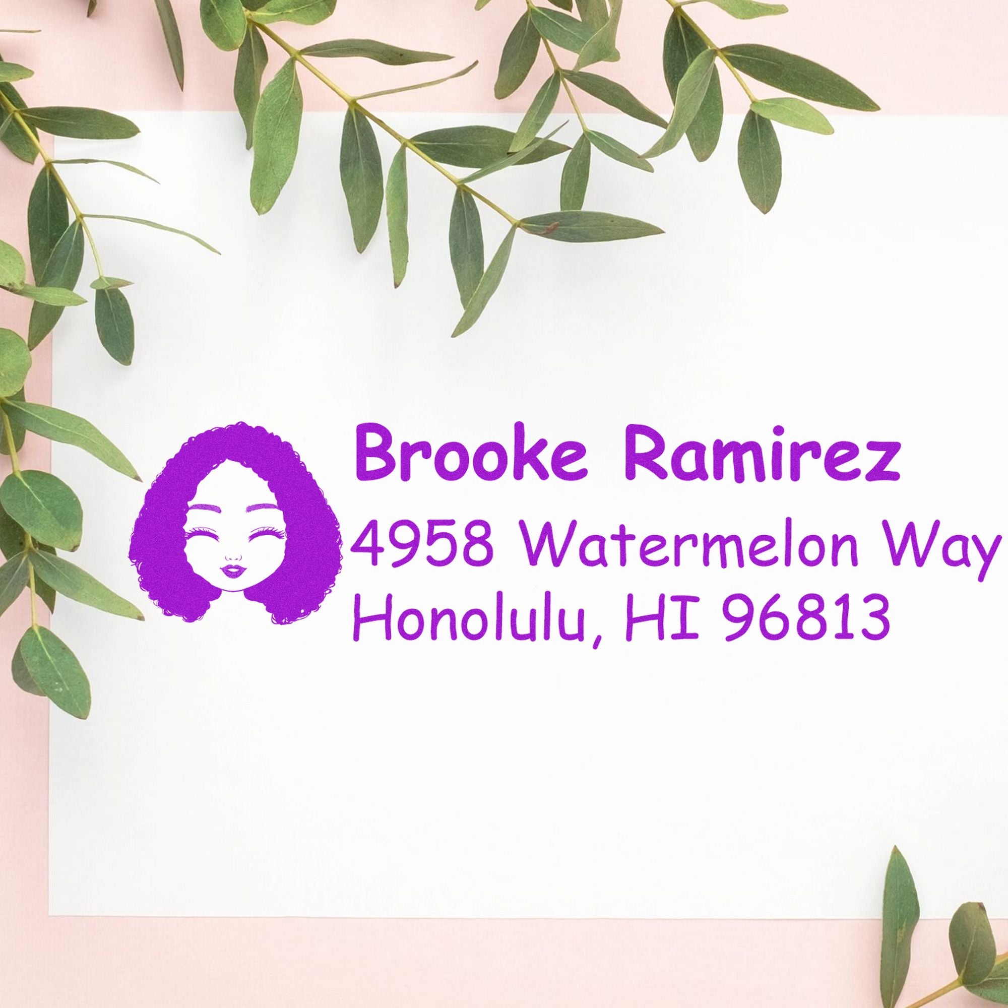 Wood Handle Ms Brooke Bitmoji Address Stamp