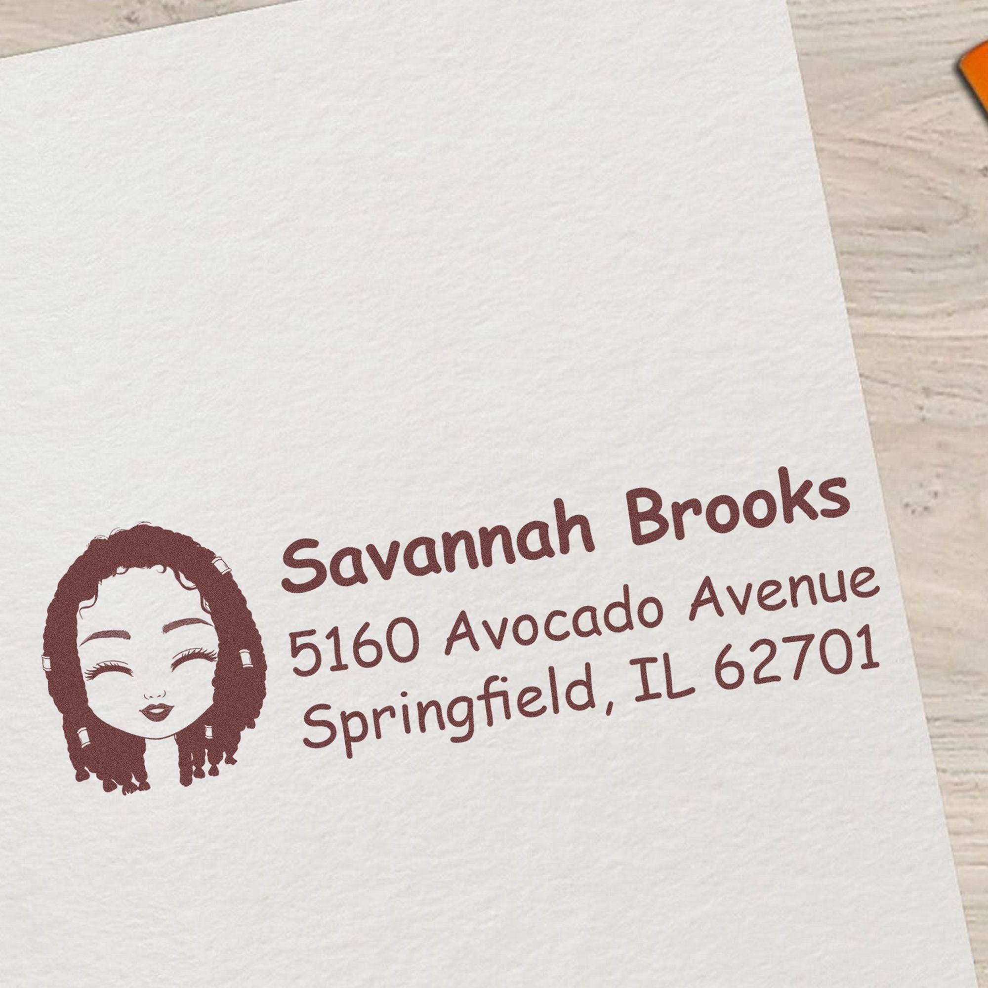 Wood Handle Ms Savannah Bitmoji Address Stamp