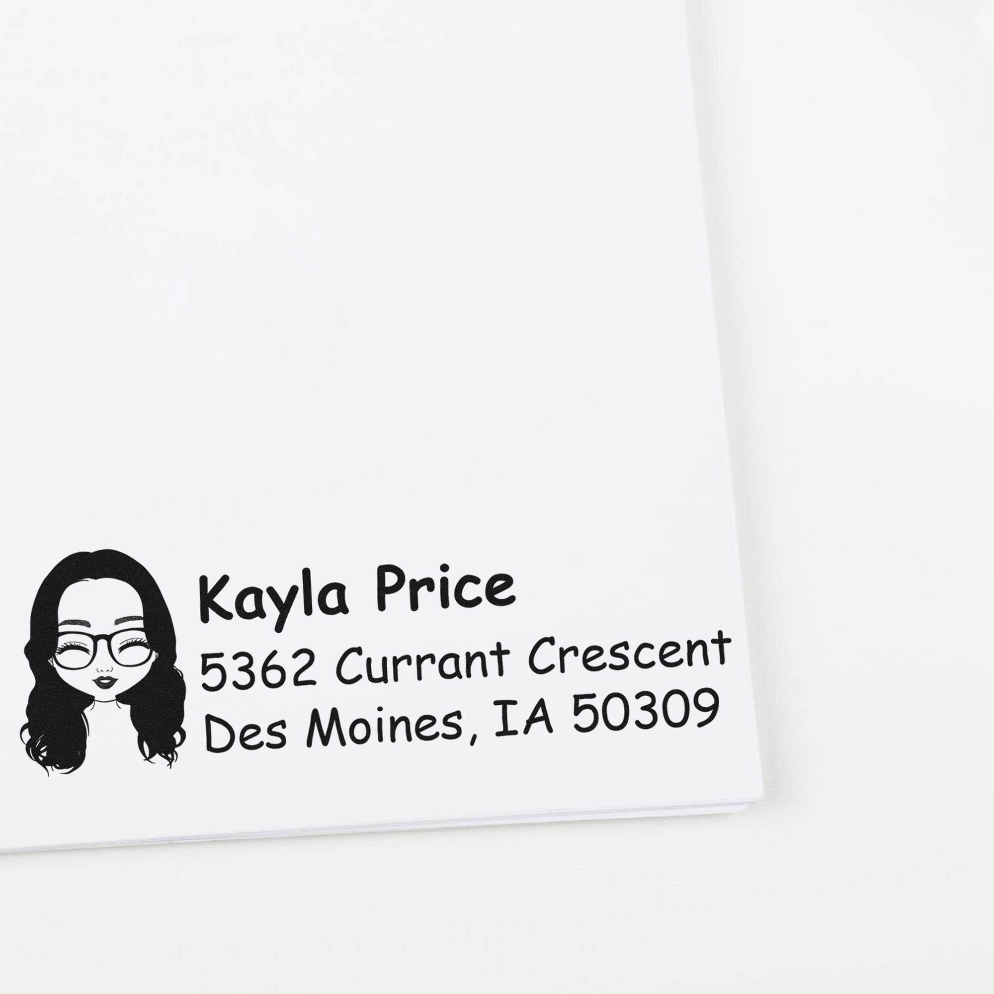 Wood Handle Ms Kayla Bitmoji Address Stamp