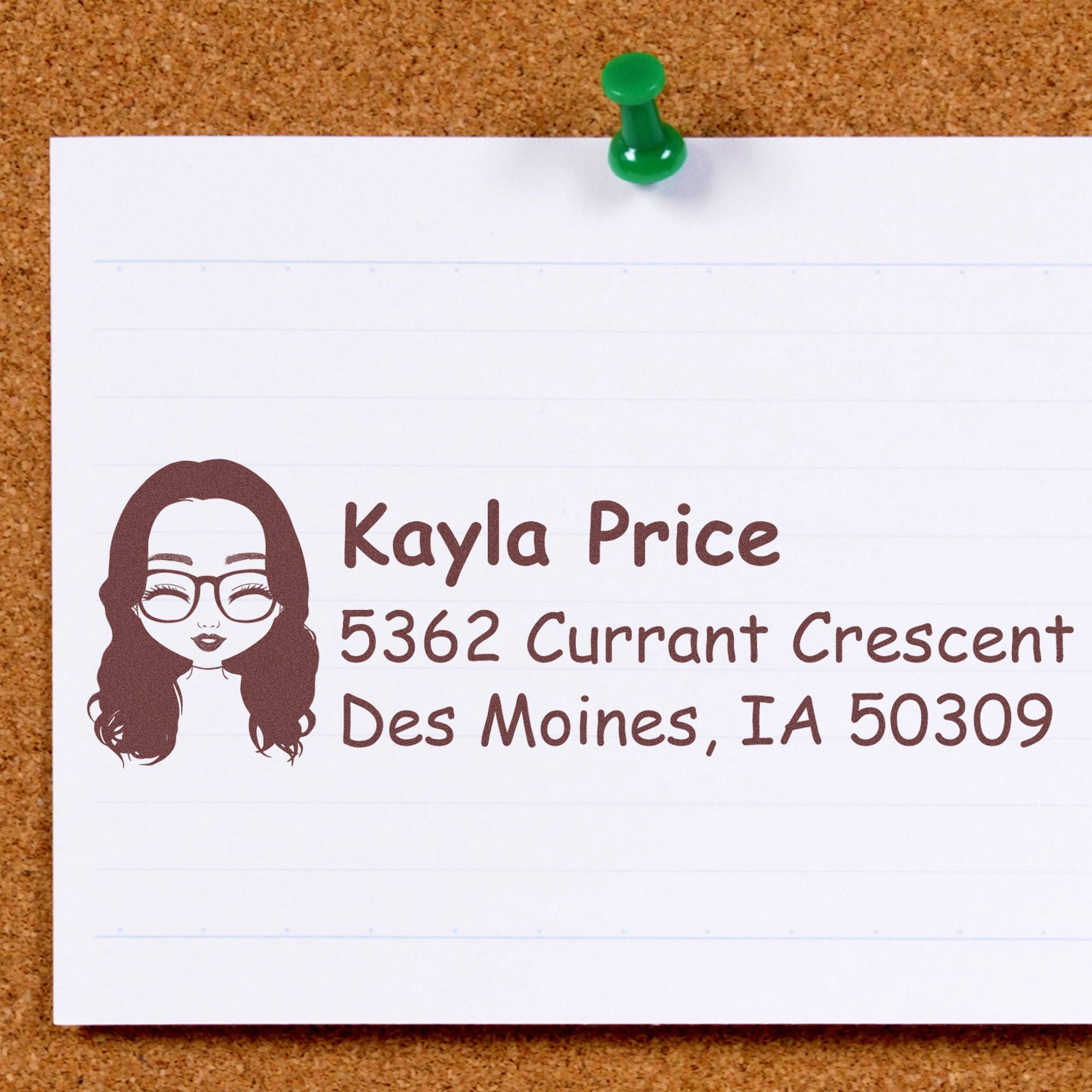 Wood Handle Ms Kayla Bitmoji Address Stamp