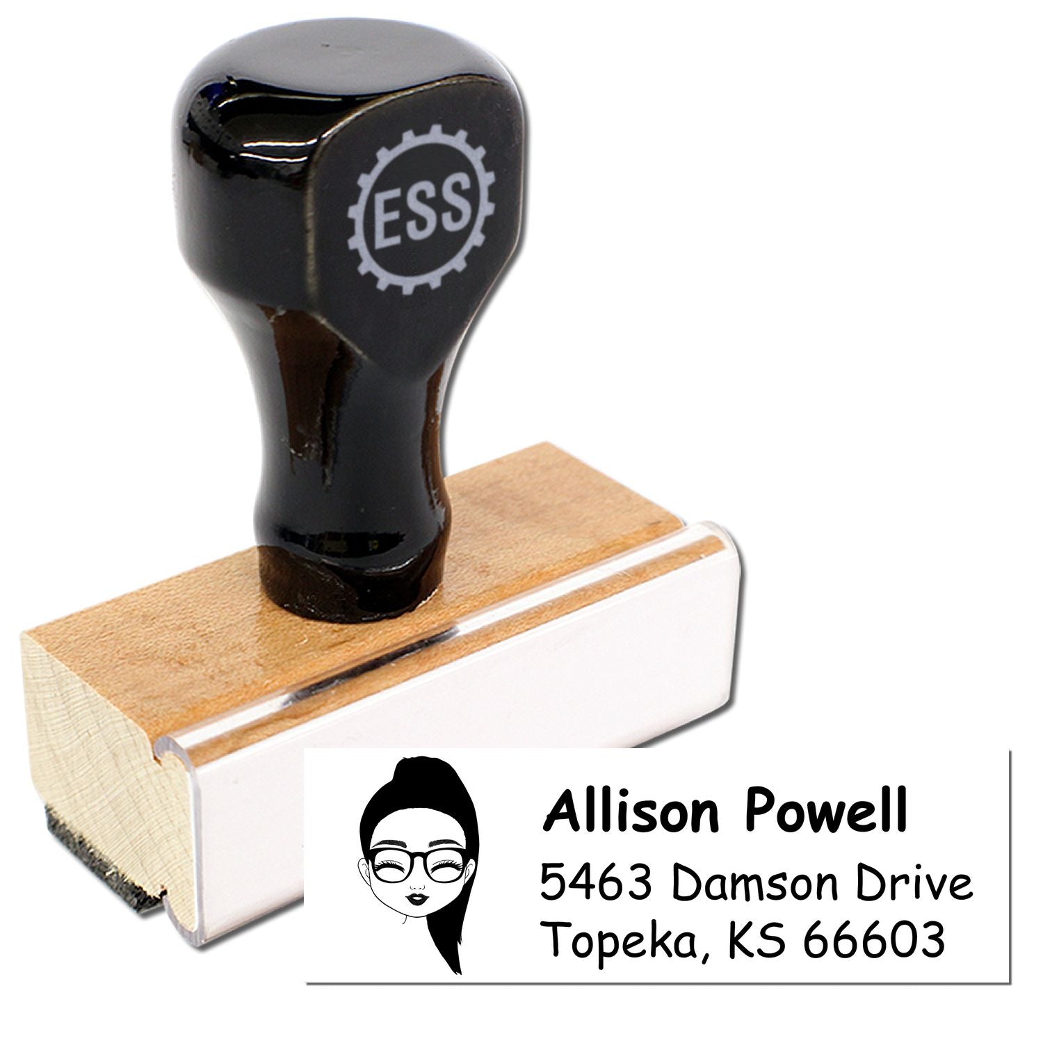 Wood Handle Ms Allison Bitmoji Address Stamp