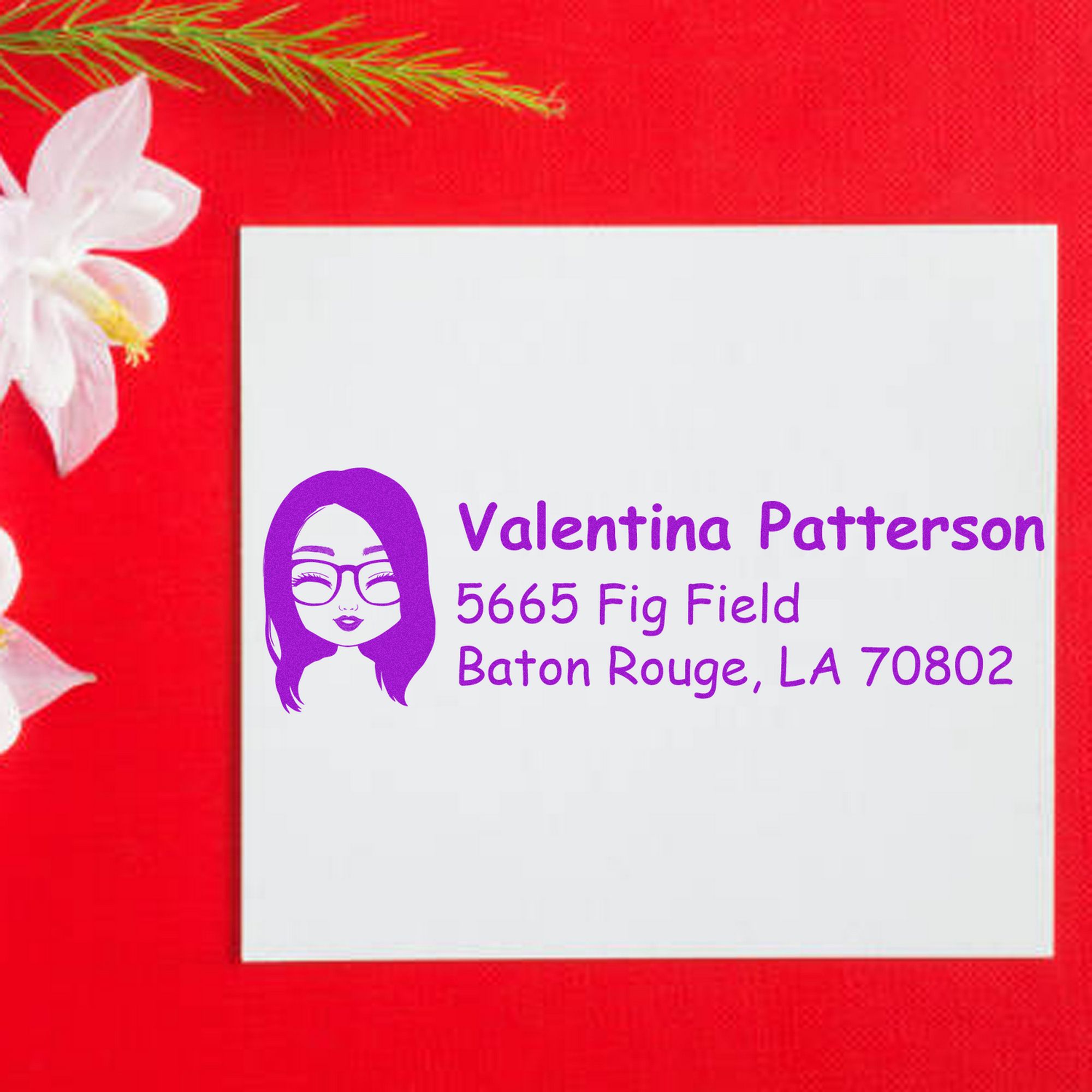 Ms Valentina Bitmoji Pre-Inked Address Stamp for House