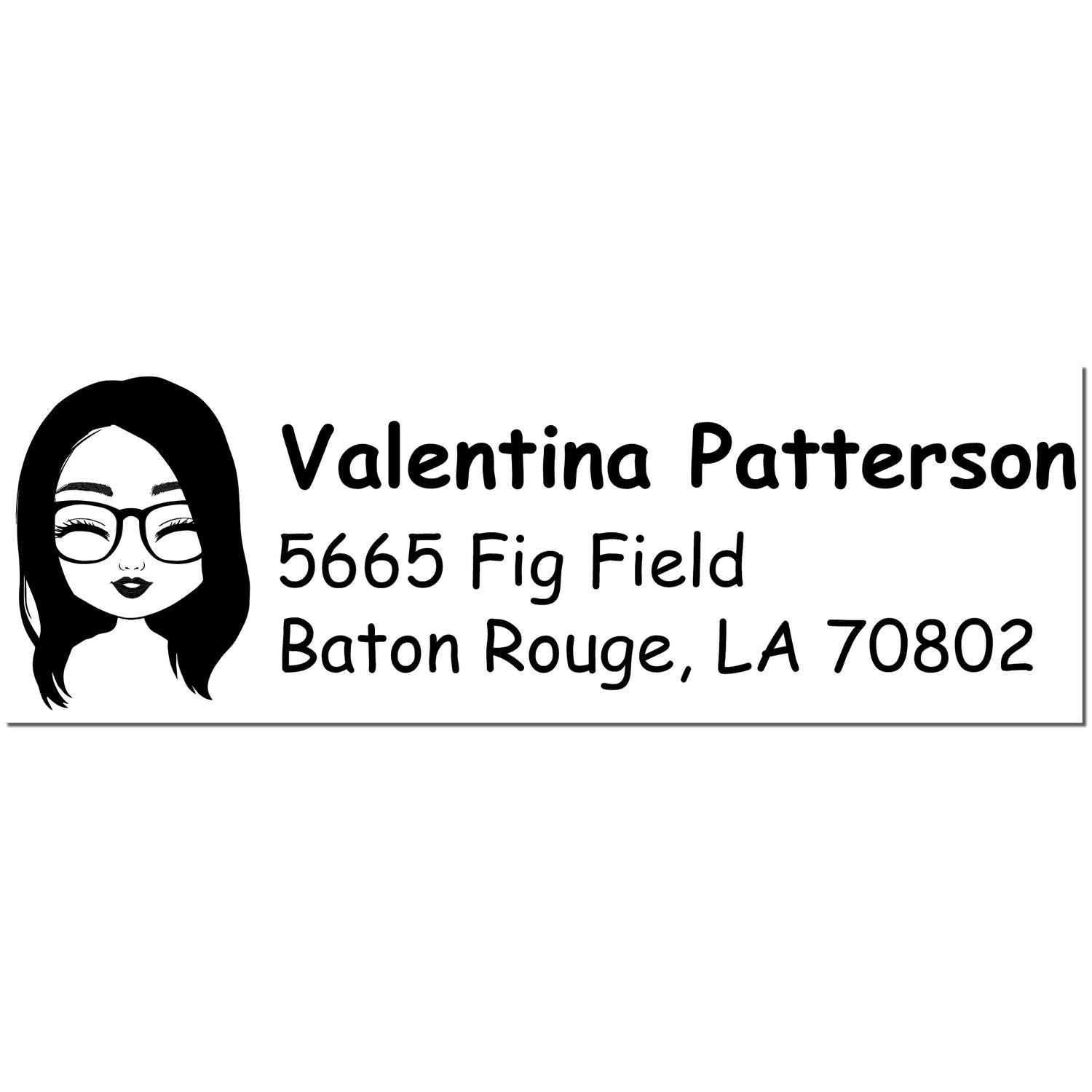 Wood Handle Ms Valentina Bitmoji Address Stamp