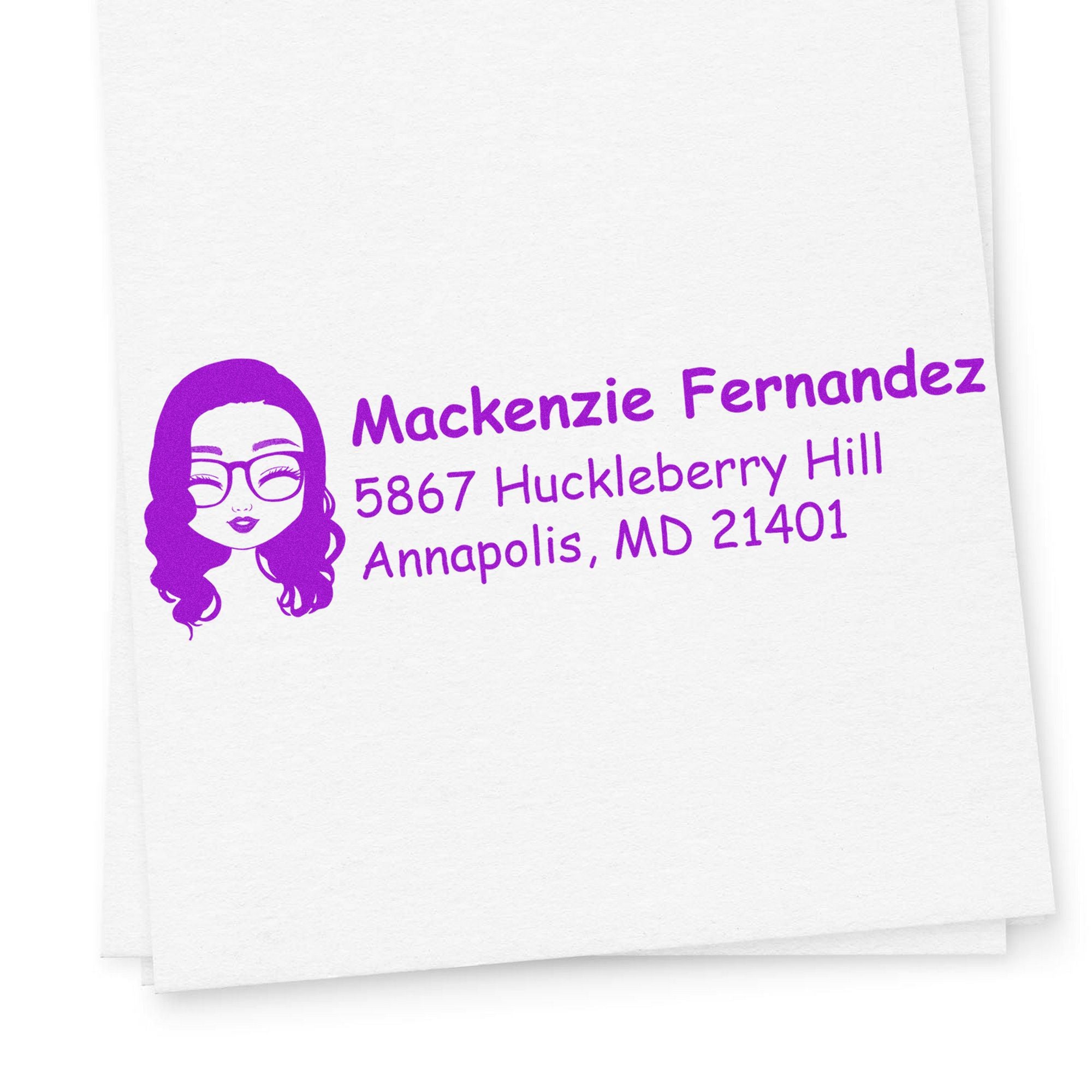 Wood Handle Ms Mackenzie Bitmoji Address Stamp